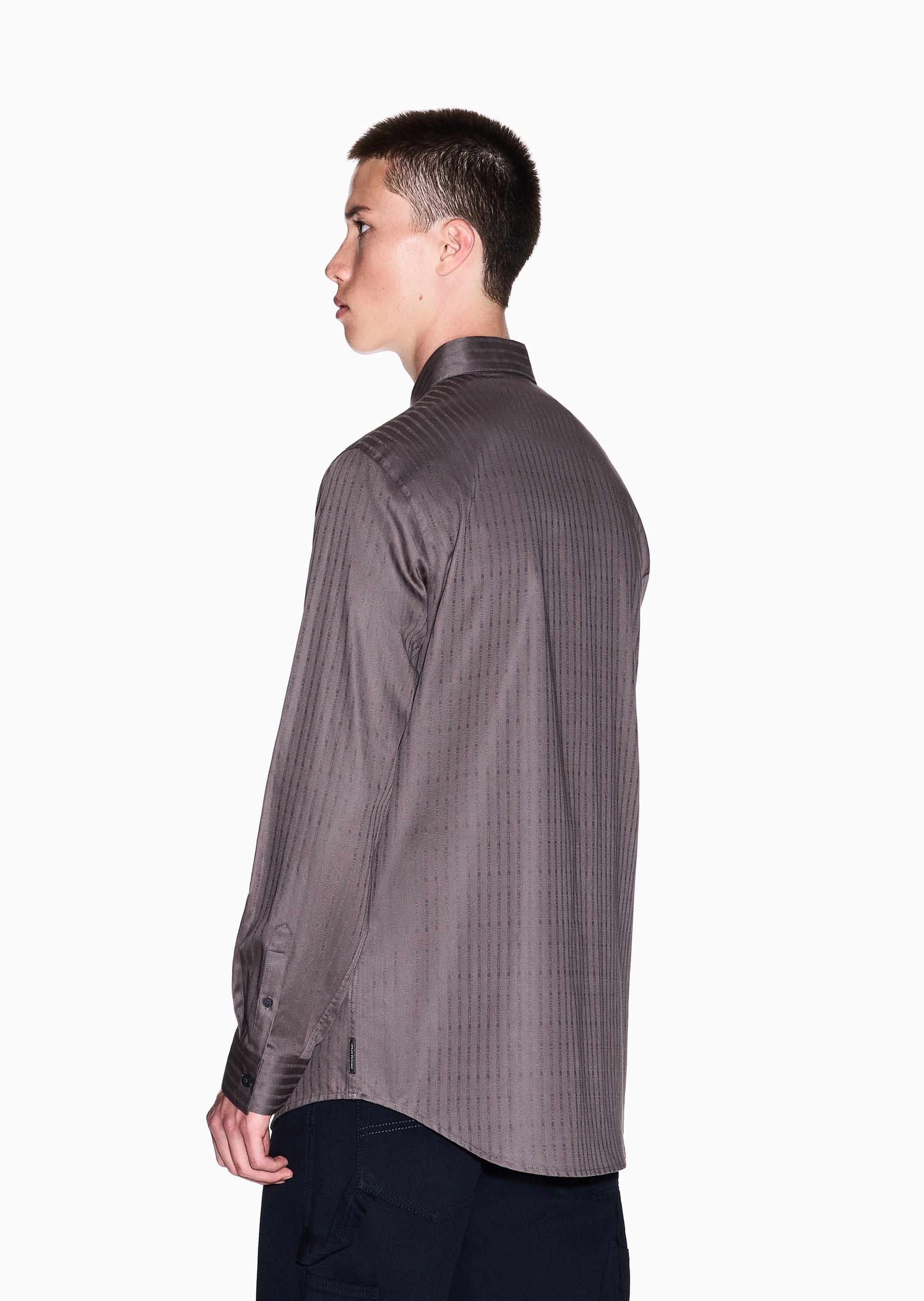 ARMANI EXCHANGE 男士全棉长袖翻领通体竖条纹休闲衬衫