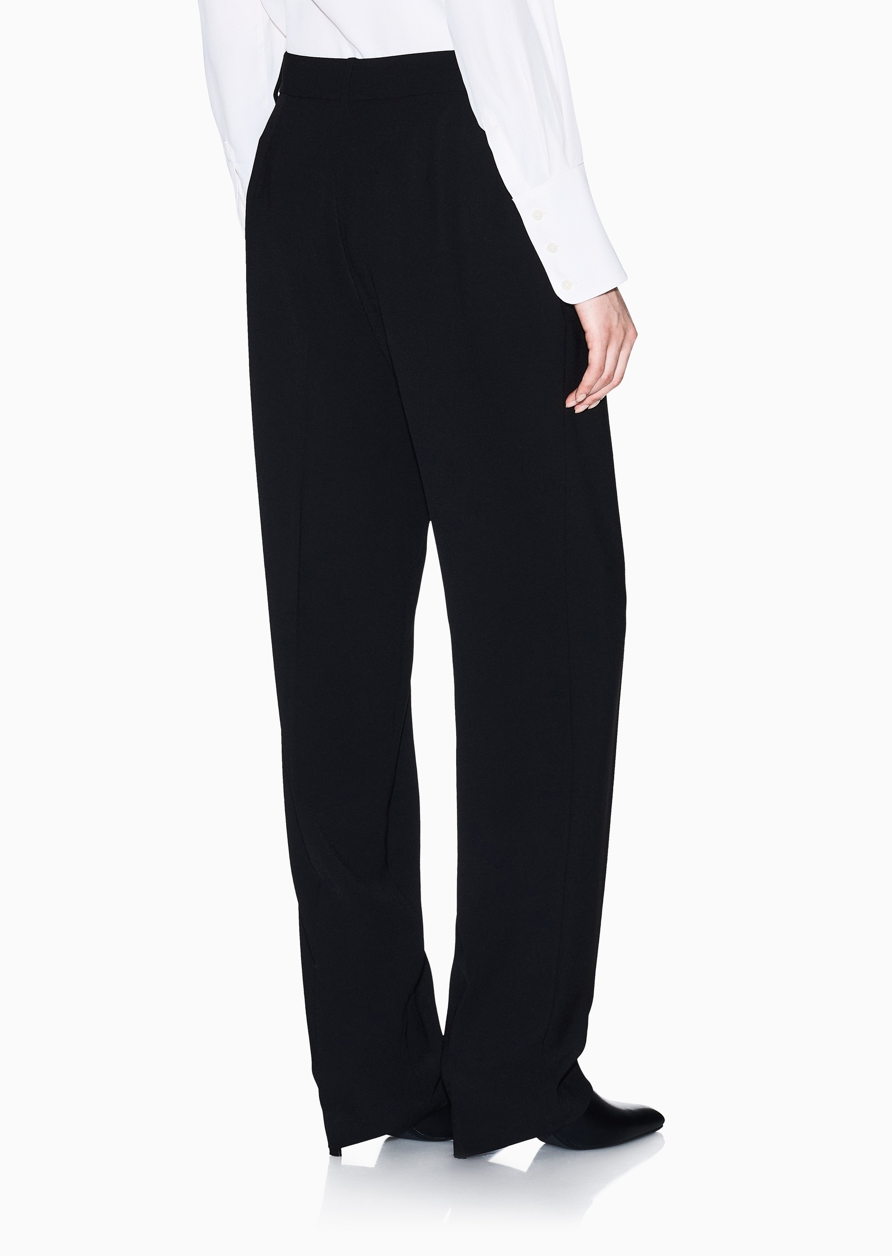 ARMANI EXCHANGE 女士宽松长款直筒褶裥纯色休闲裤