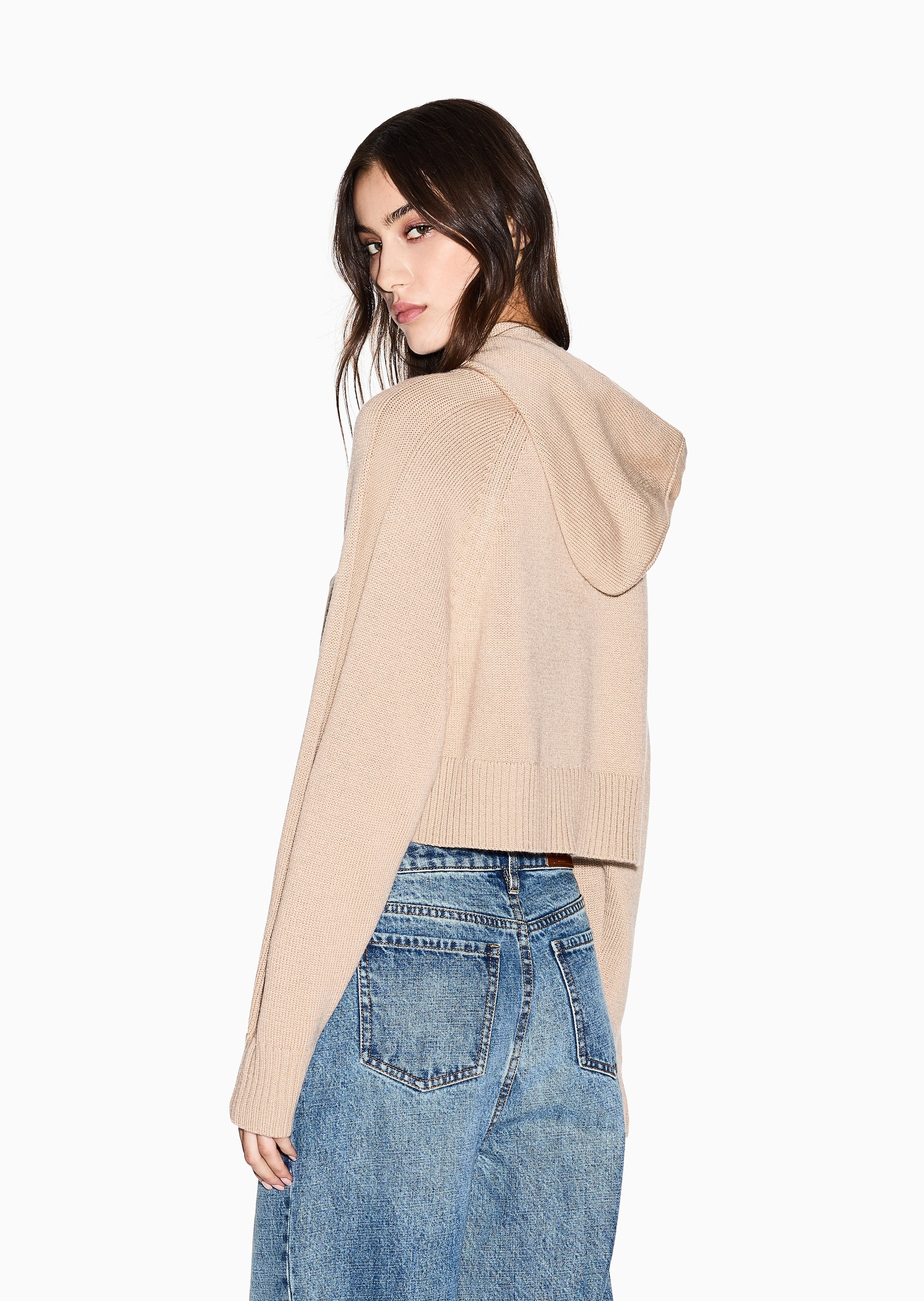 ARMANI EXCHANGE 女士绵羊毛混纺套头高领连帽针织毛衣