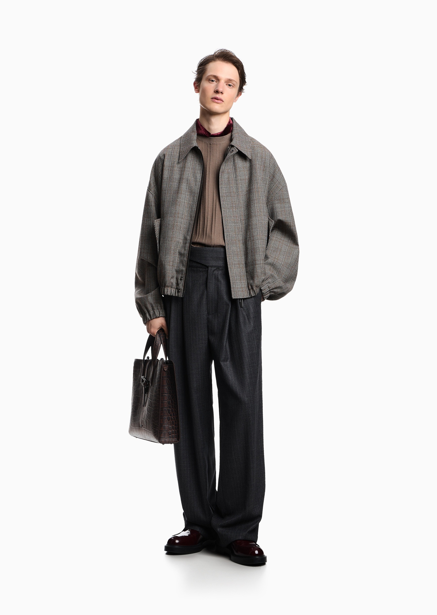 Emporio Armani 男士圆领绵羊毛老钱风套头针织毛衣