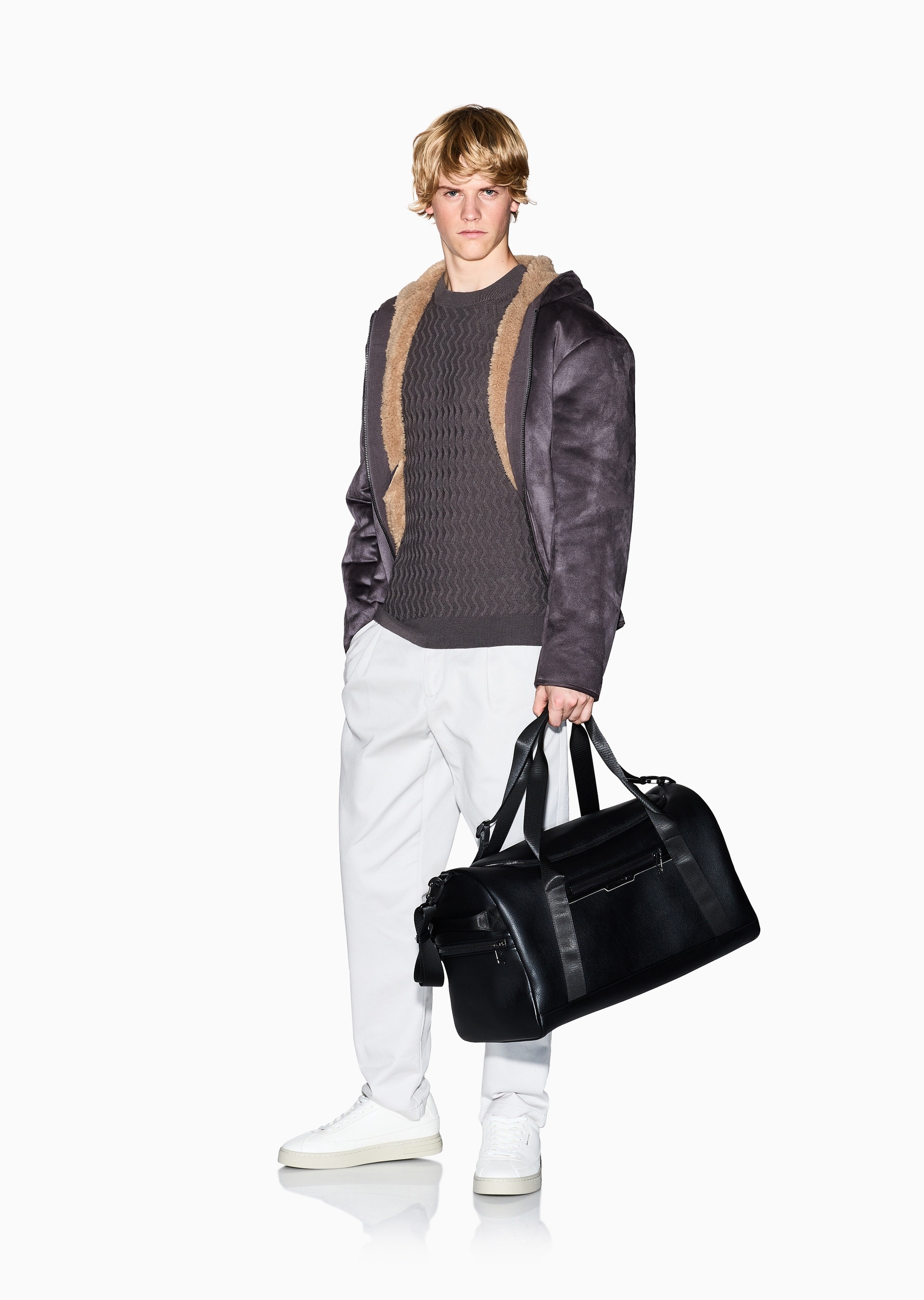 ARMANI EXCHANGE 男士圆领羊毛混纺老钱风套头针织毛衣