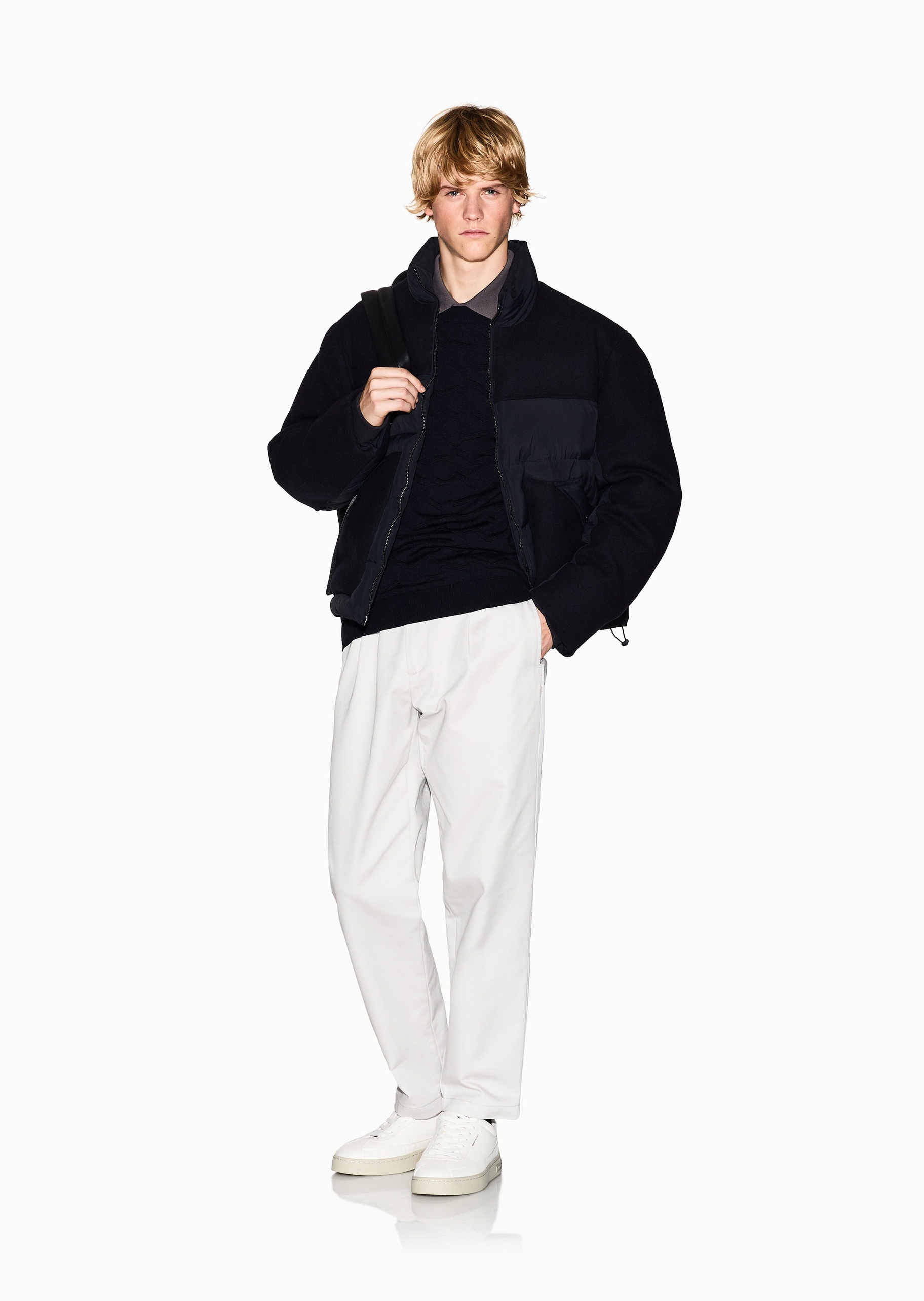 ARMANI EXCHANGE 男士圆领羊毛混纺老钱风套头针织毛衣
