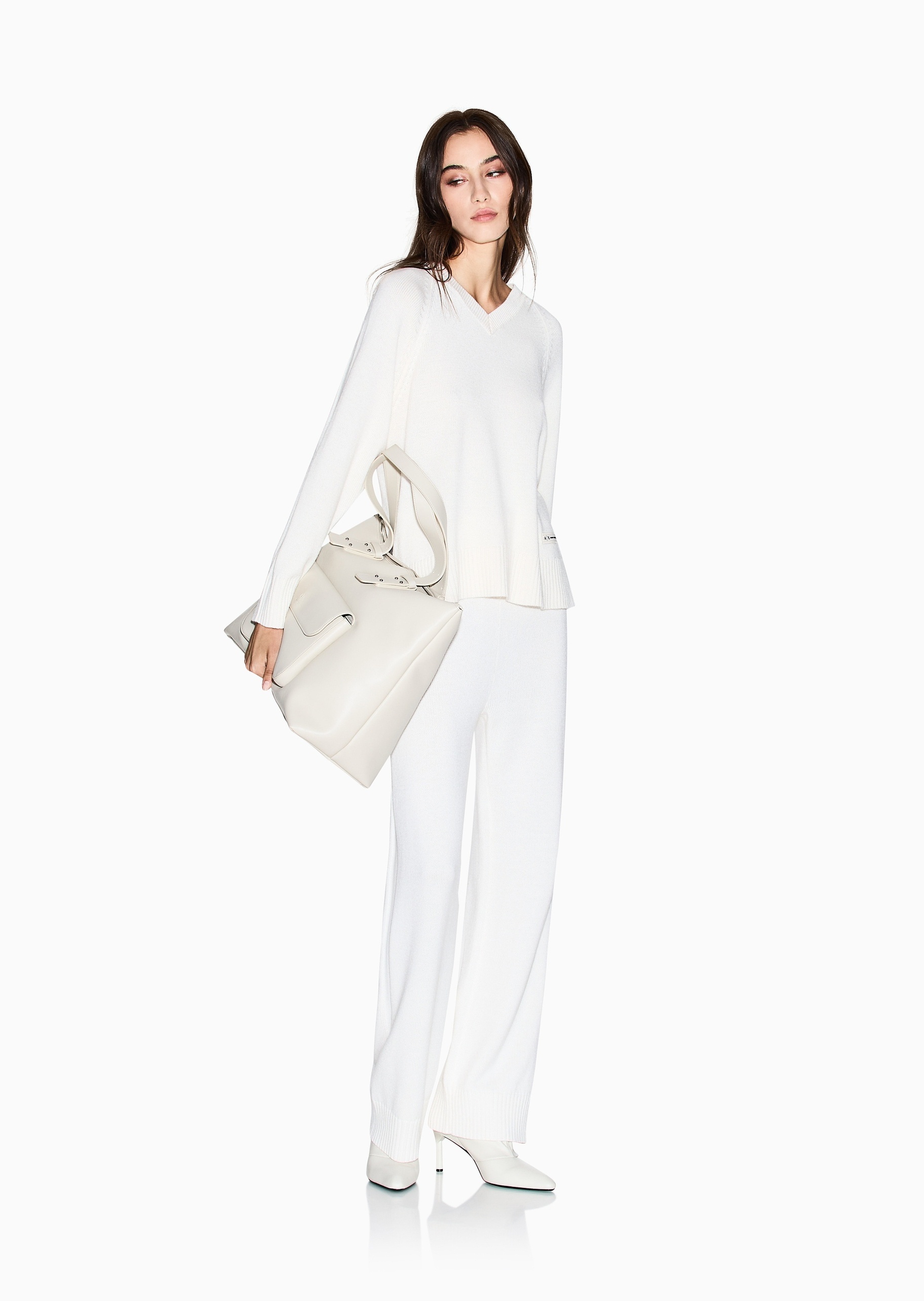 ARMANI EXCHANGE 女士羊毛混纺老钱风V领套头针织毛衣