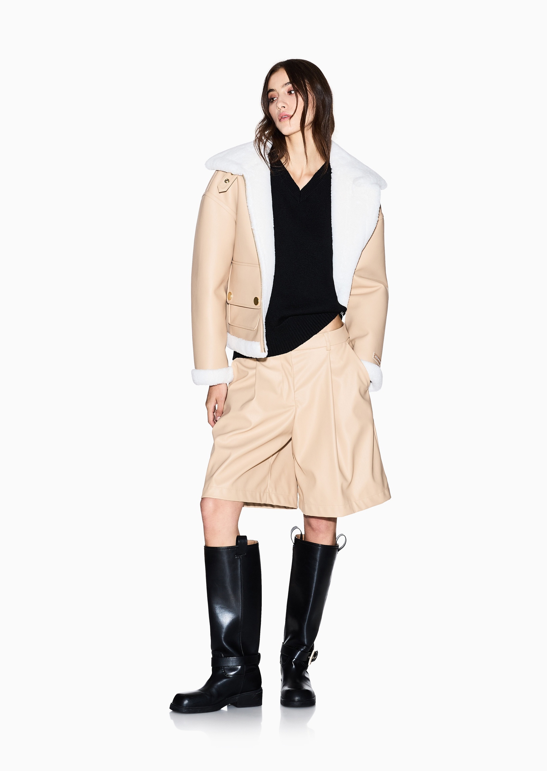 ARMANI EXCHANGE 女士羊毛混纺老钱风V领套头针织毛衣