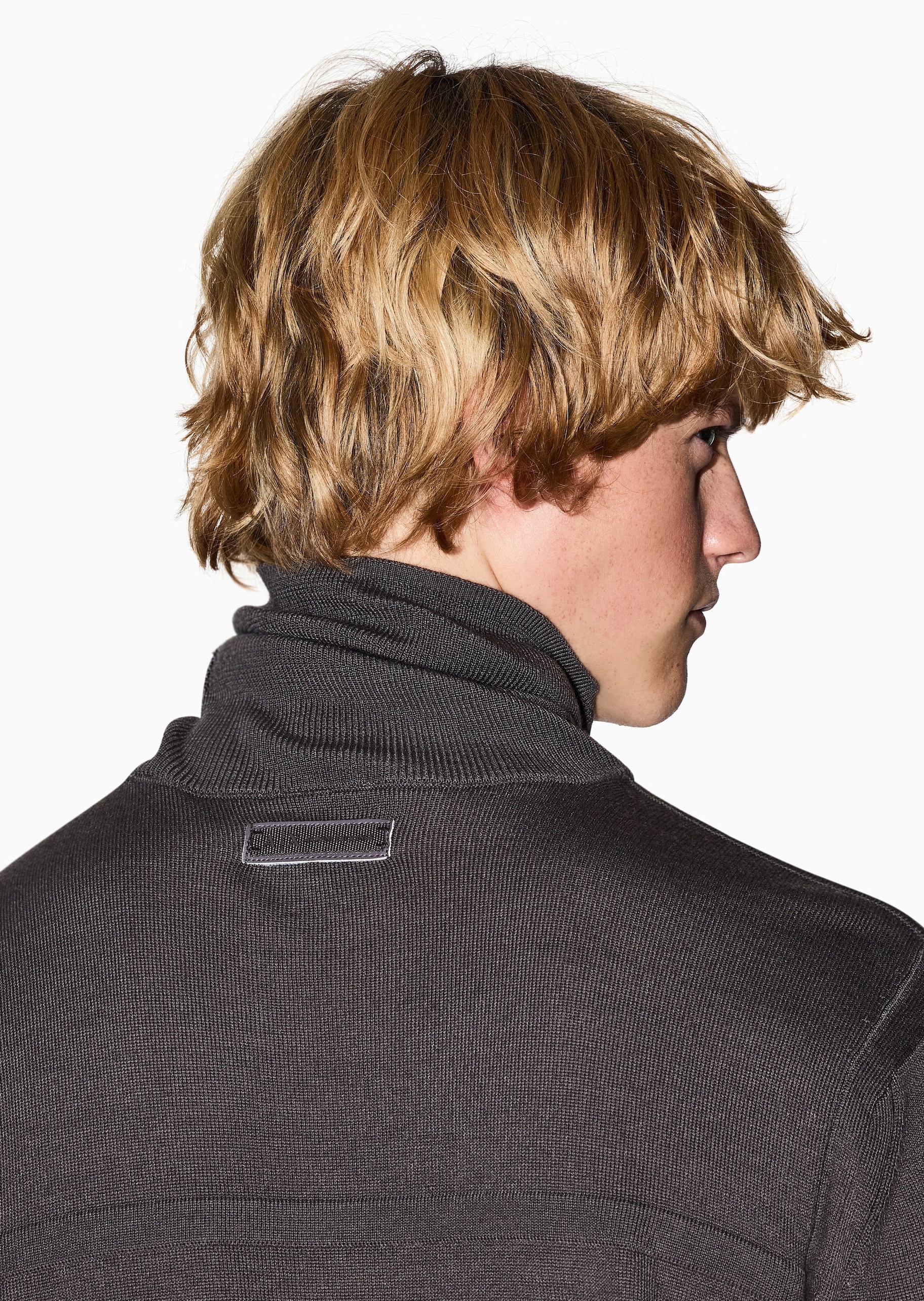 ARMANI EXCHANGE 男士高领老钱风羊毛混纺套头针织毛衣