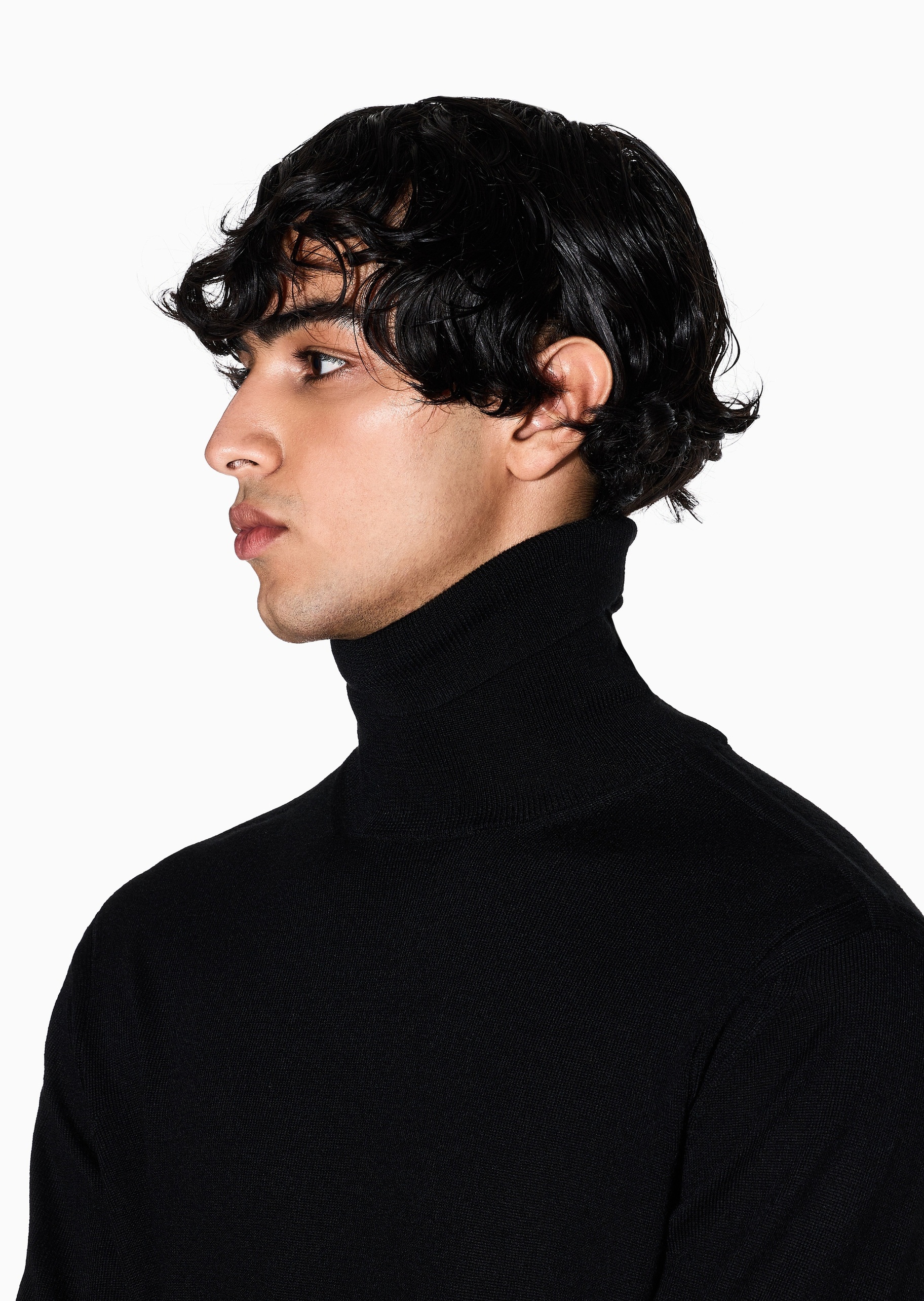 ARMANI EXCHANGE 男士高领老钱风羊毛混纺套头针织毛衣