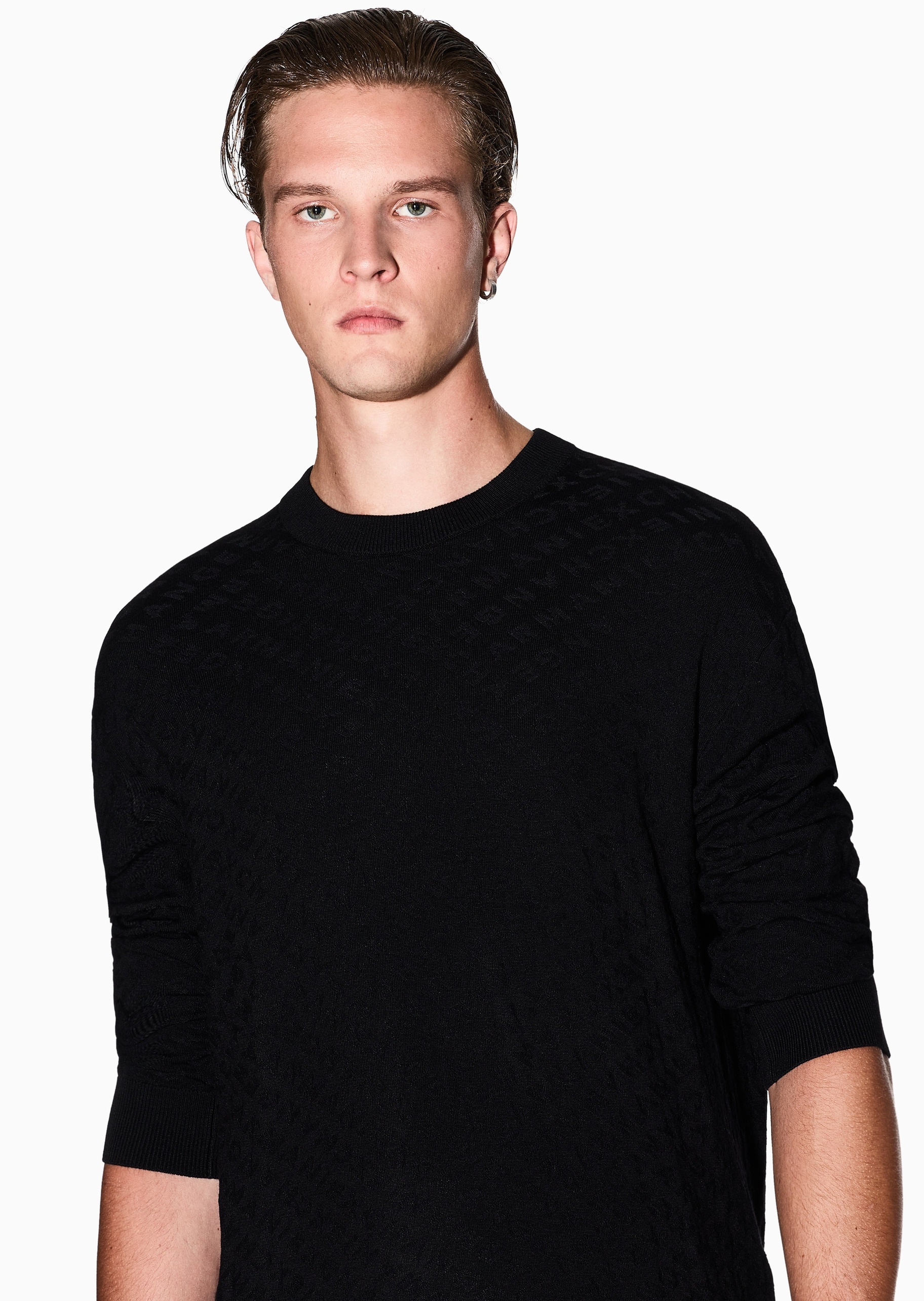 ARMANI EXCHANGE 男士圆领休闲提花老钱风套头针织衫
