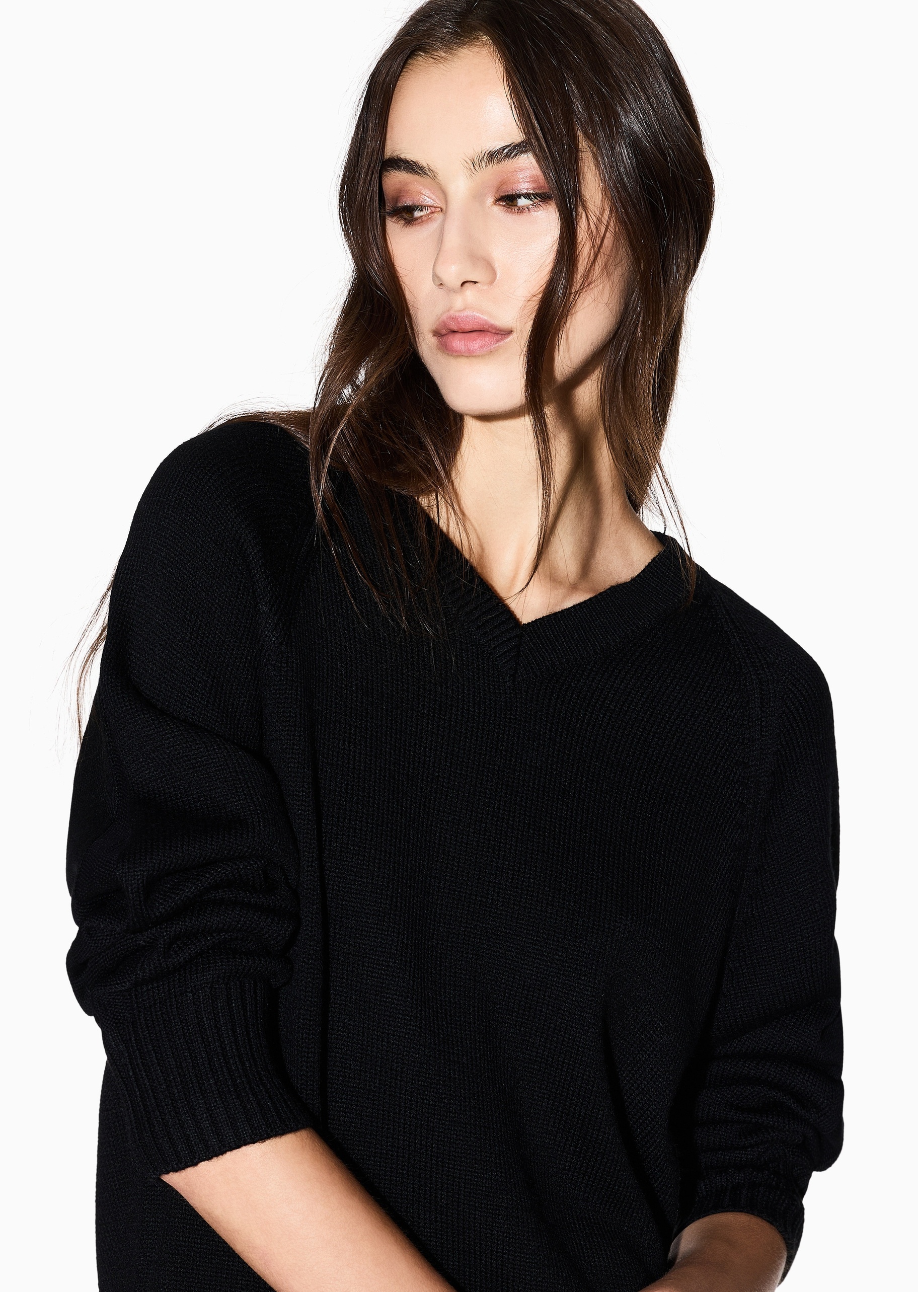 ARMANI EXCHANGE 女士羊毛混纺老钱风V领套头针织毛衣