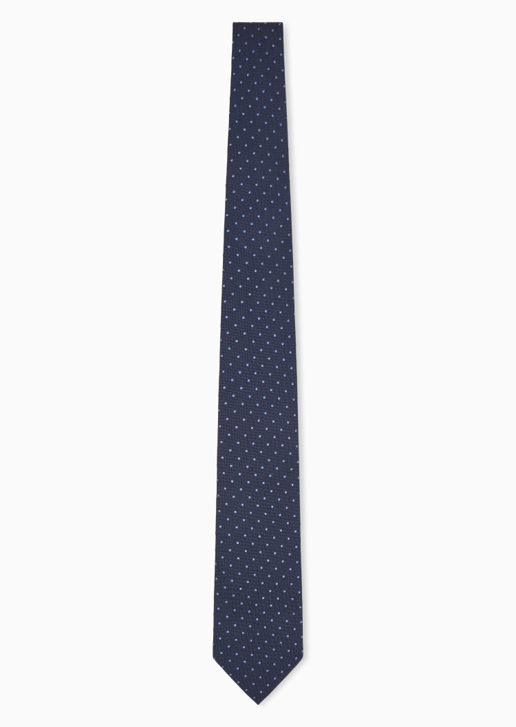 Emporio Armani 男士桑蚕丝手打箭头型波点提花领带