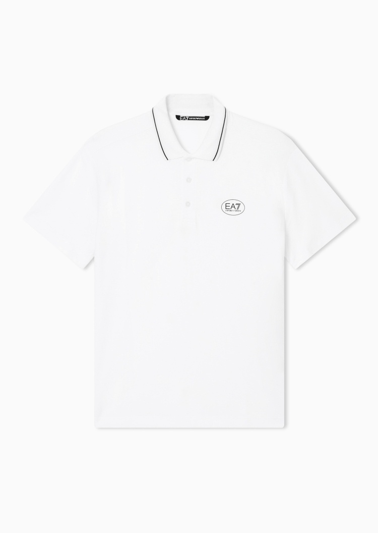 EA7 男士纯棉微弹短袖翻领Polo衫