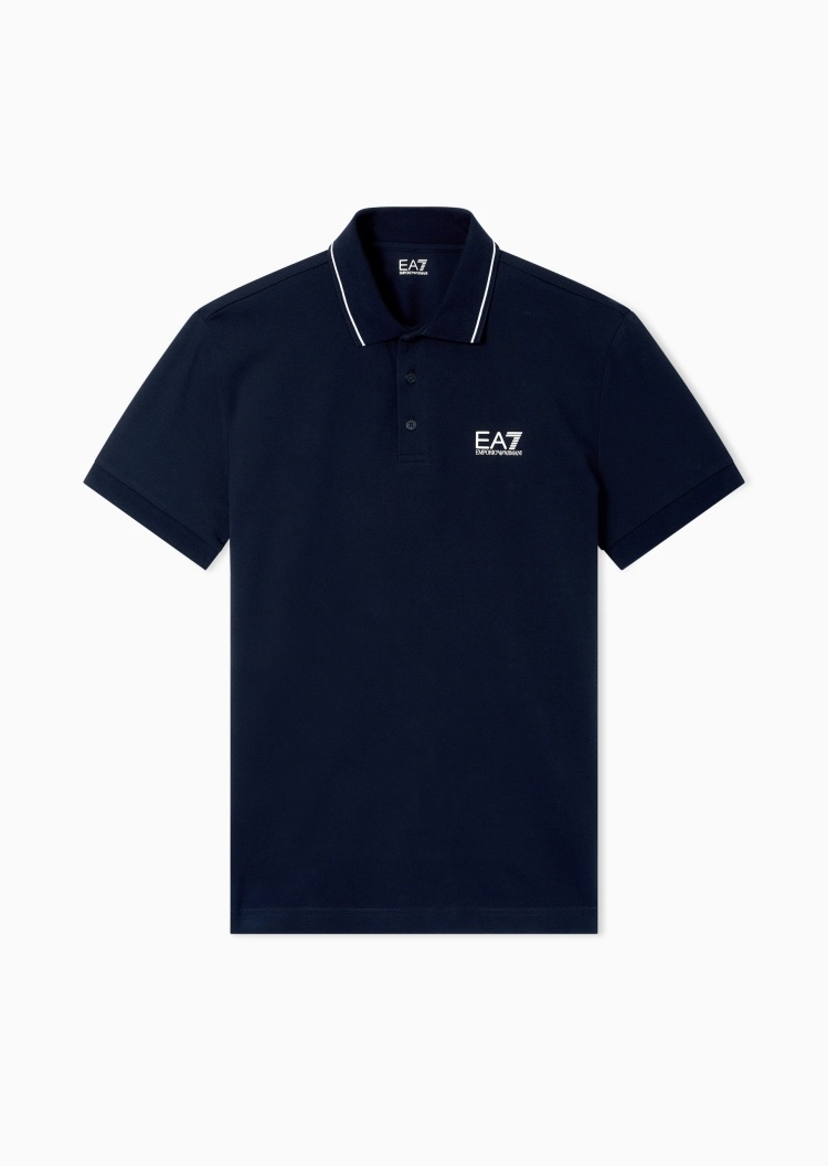 EA7 男士纯棉微弹修身短袖翻领多色Polo衫