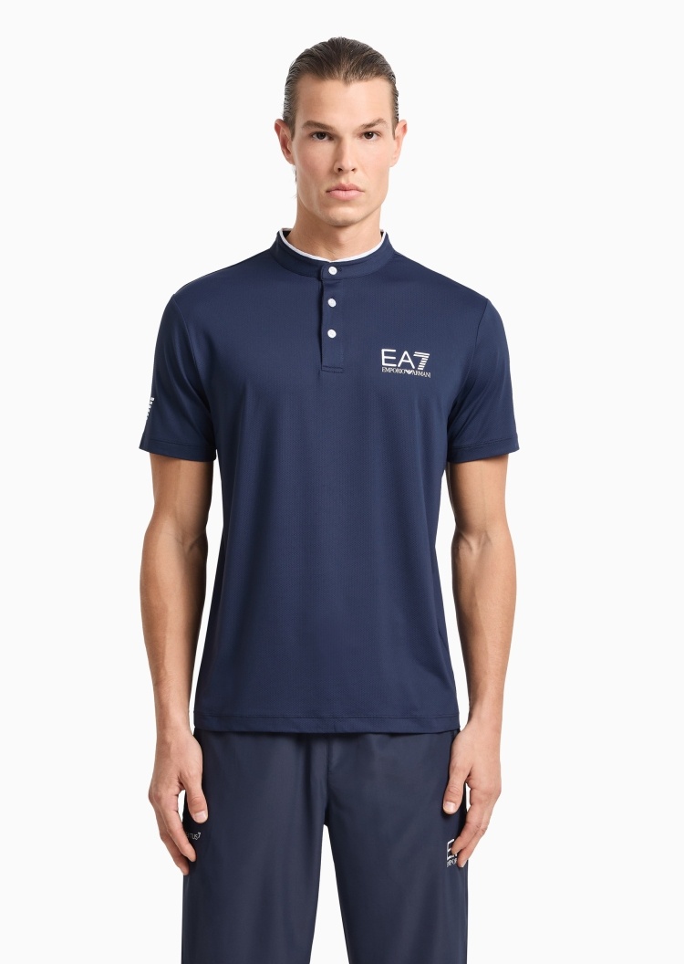 EA7 男士修身短袖立领网球健身训练Polo衫