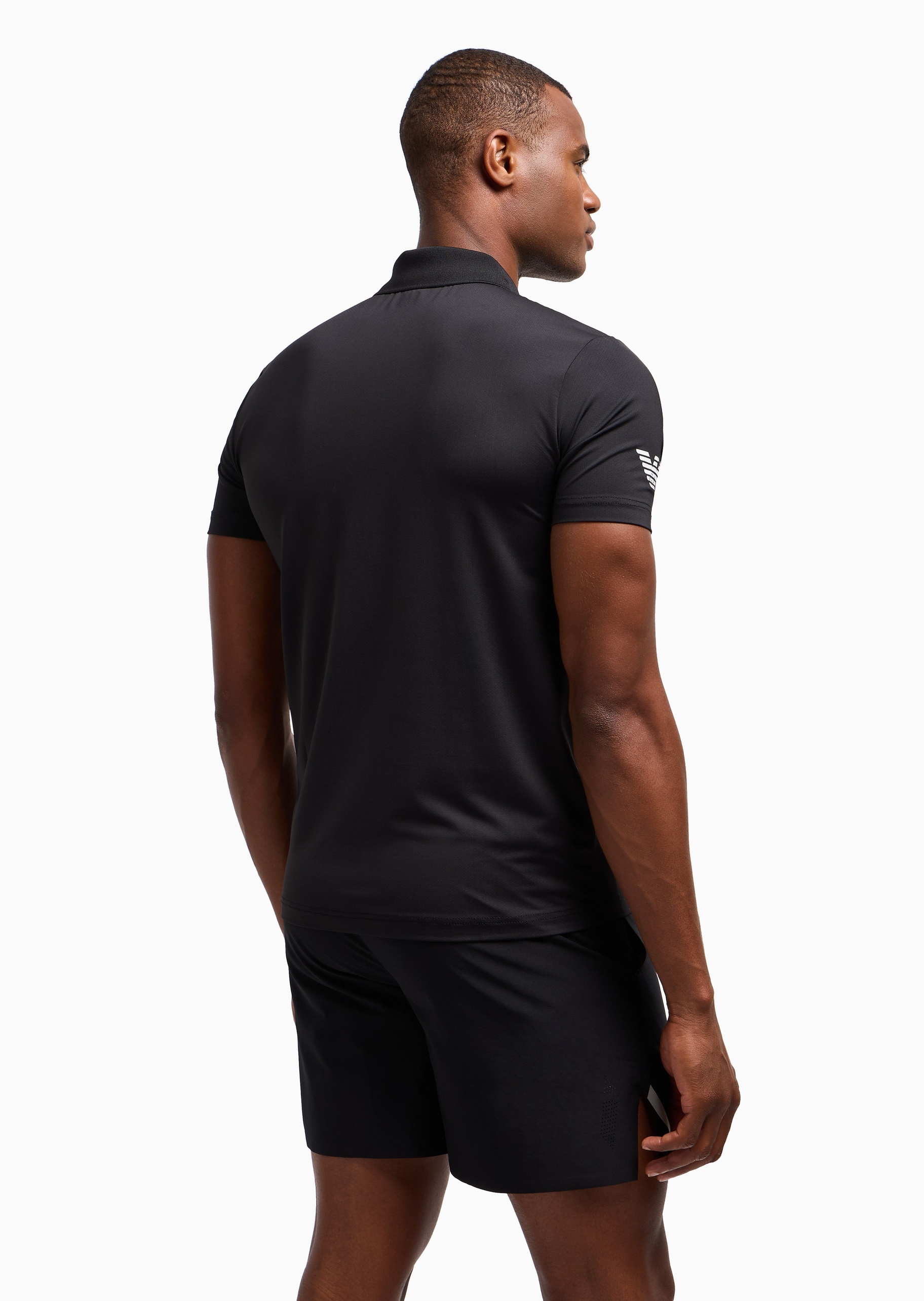 EA7 男士合身翻领网球健身训练多色Polo衫