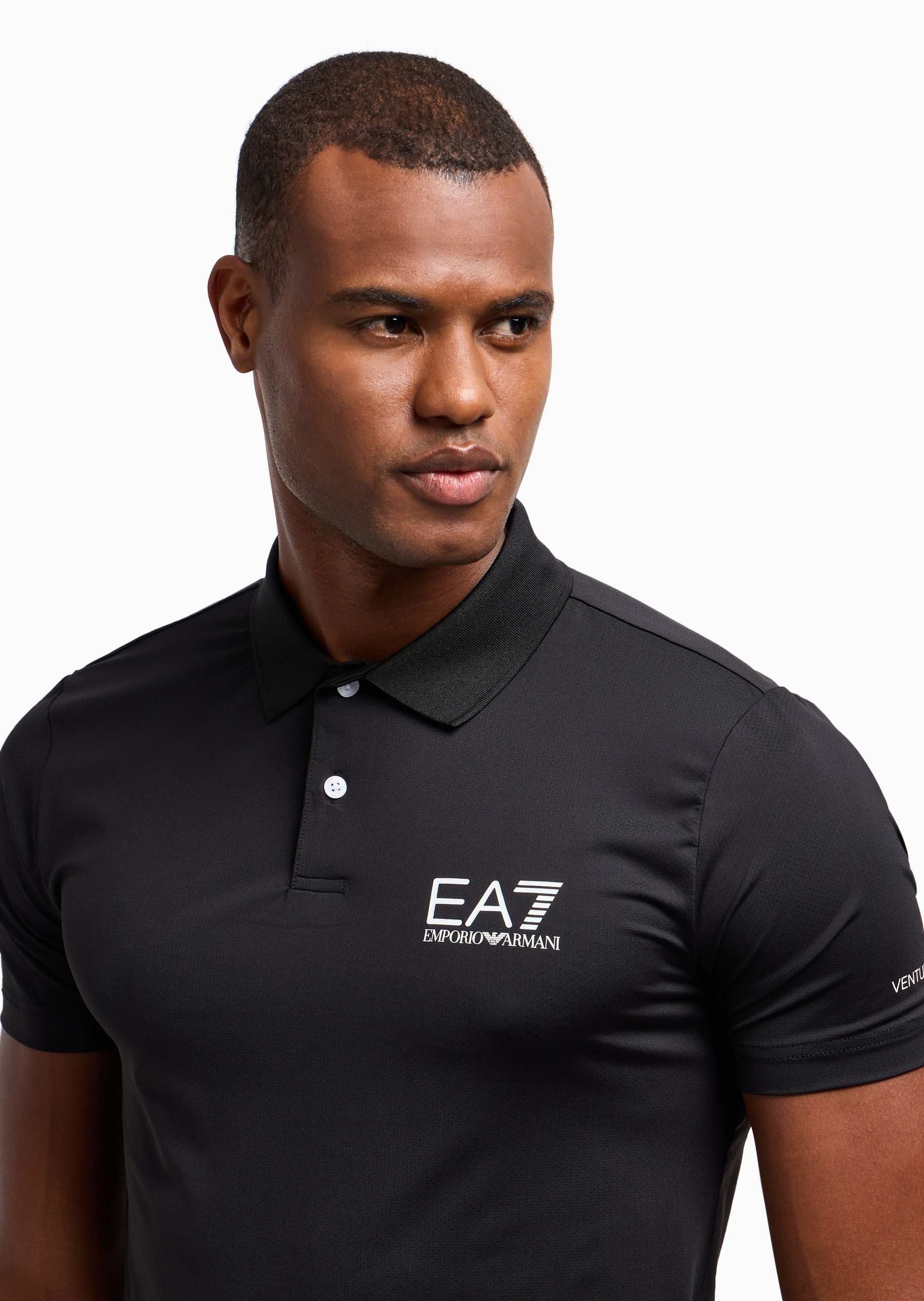 EA7 男士合身翻领网球健身训练多色Polo衫