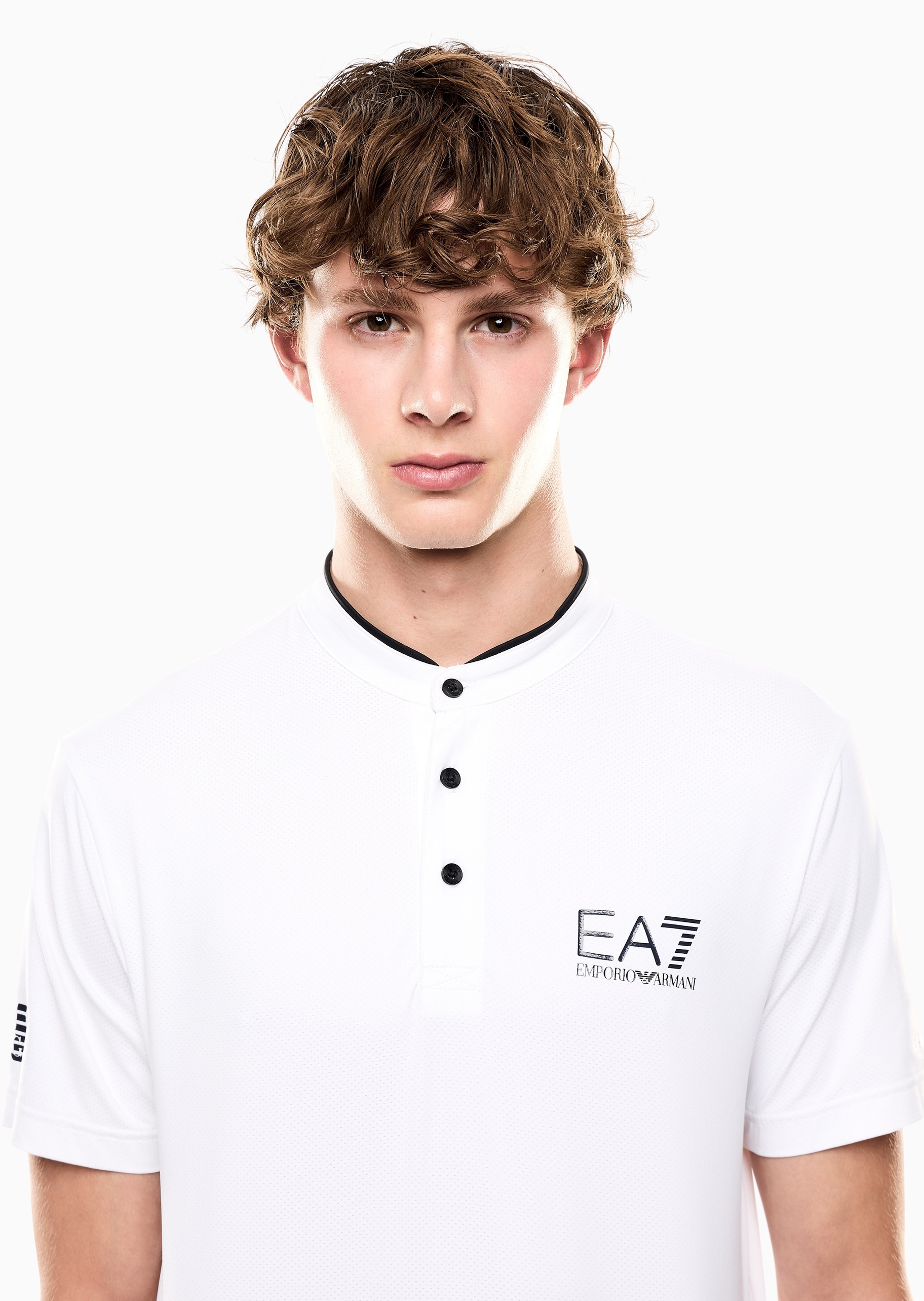 EA7 男士修身短袖立领网球健身训练Polo衫