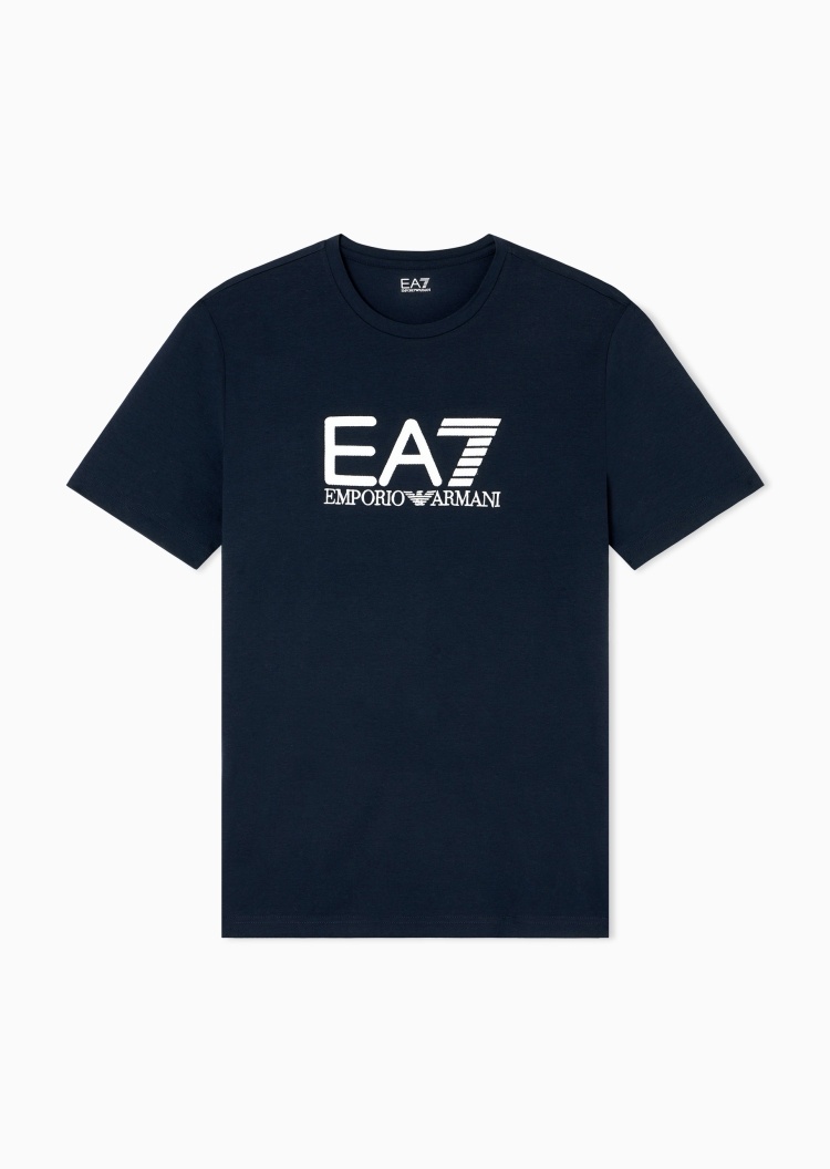 EA7 男士纯棉弹力合身短袖圆领运动T恤