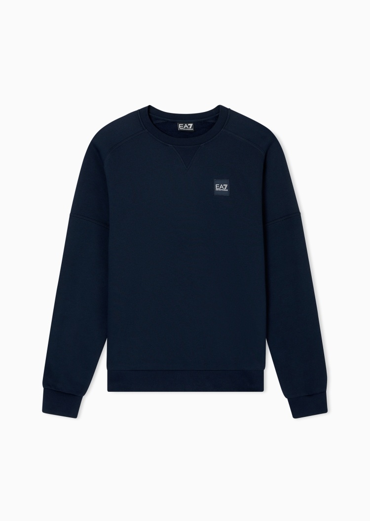 EA7 男士短款合身运动风重磅加绒套头卫衣