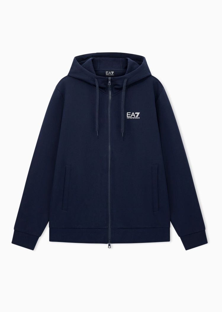 EA7 男士加绒拉链开衫连帽卫衣夹克外套