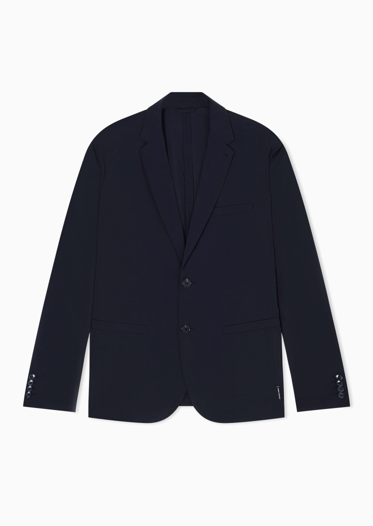 ARMANI EXCHANGE 男士合身长袖平驳领休闲商务西装外套