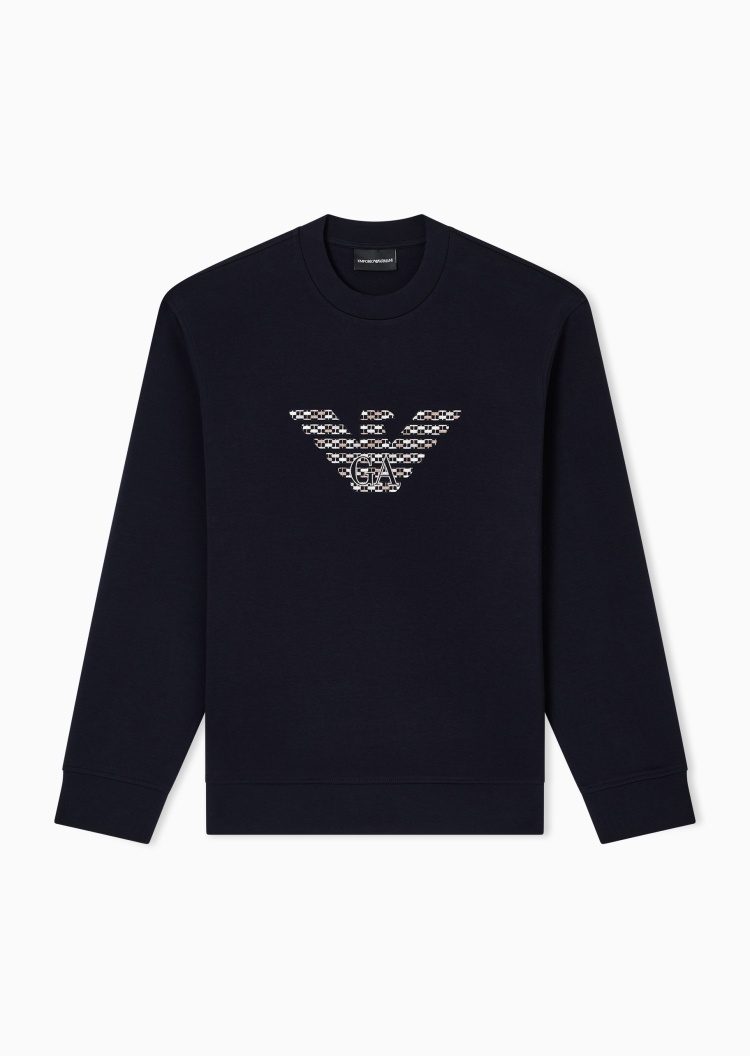 Emporio Armani 男士套头圆领宽松落肩休闲重磅卫衣