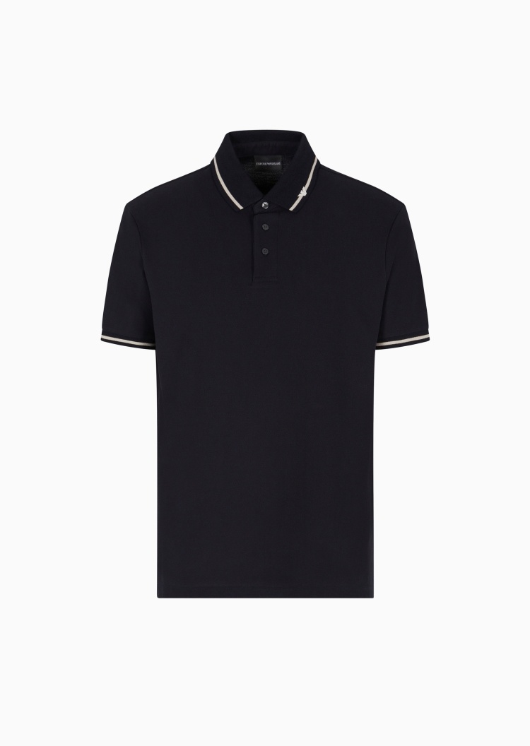 Emporio Armani 男士珠地纯棉短袖翻领Polo衫