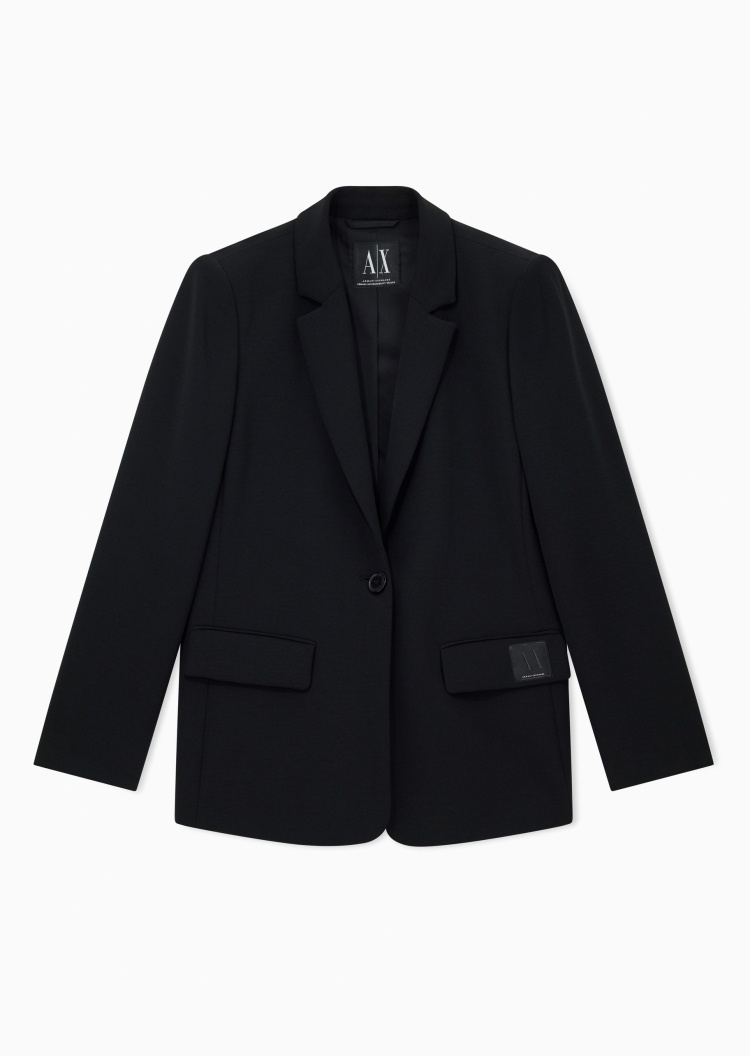 ARMANI EXCHANGE 女士合身长袖平驳领单粒扣纯色休闲西装外套