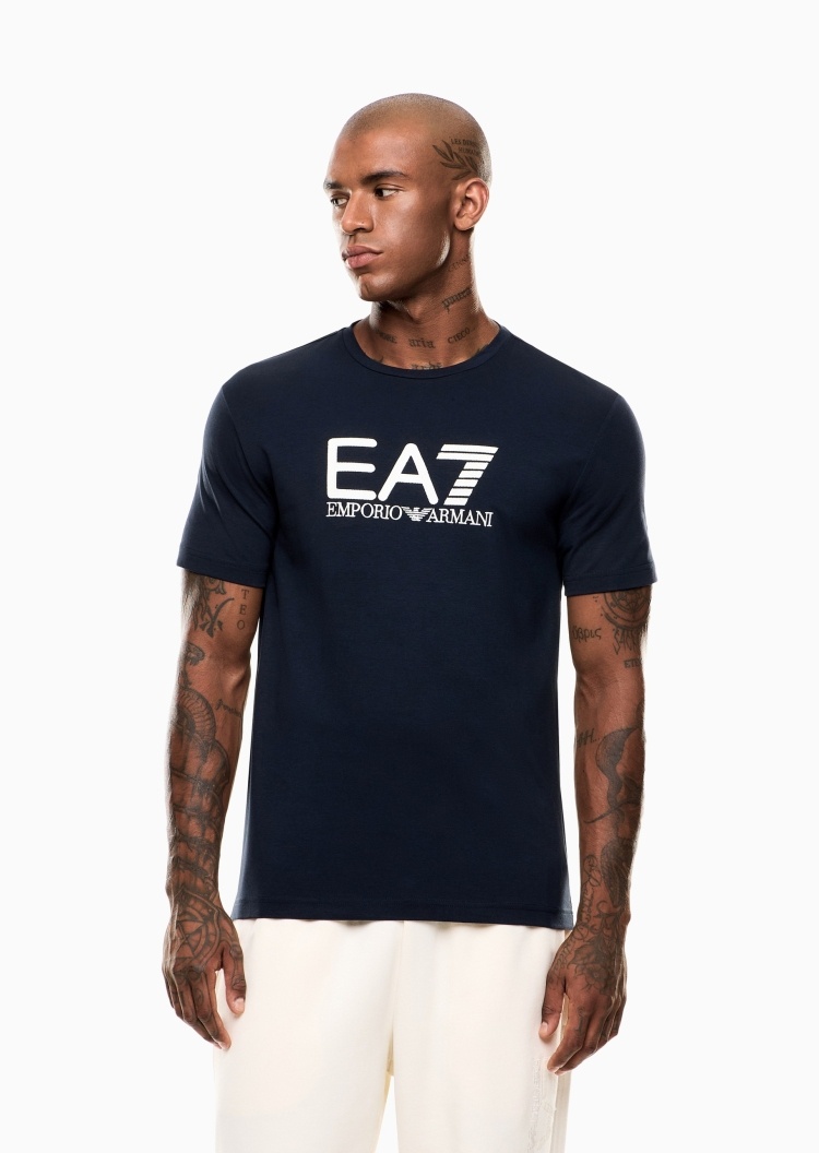 EA7 男士纯棉弹力合身短袖圆领运动T恤