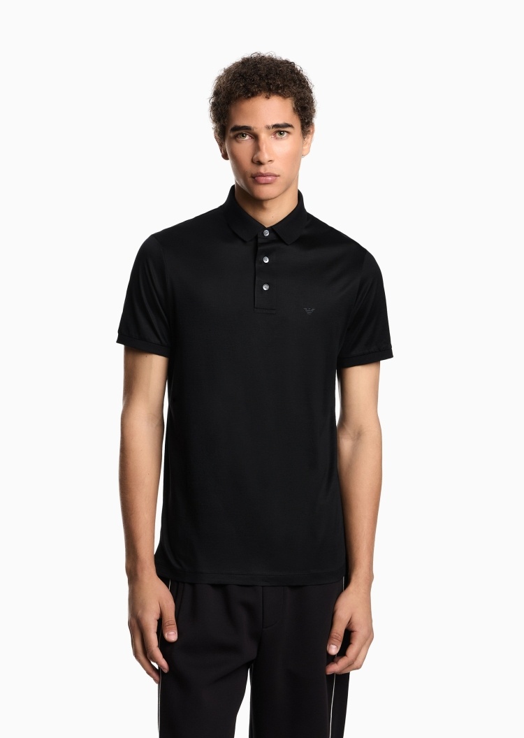 Emporio Armani 男士凉爽莱赛尔合身短袖翻领多色Polo衫