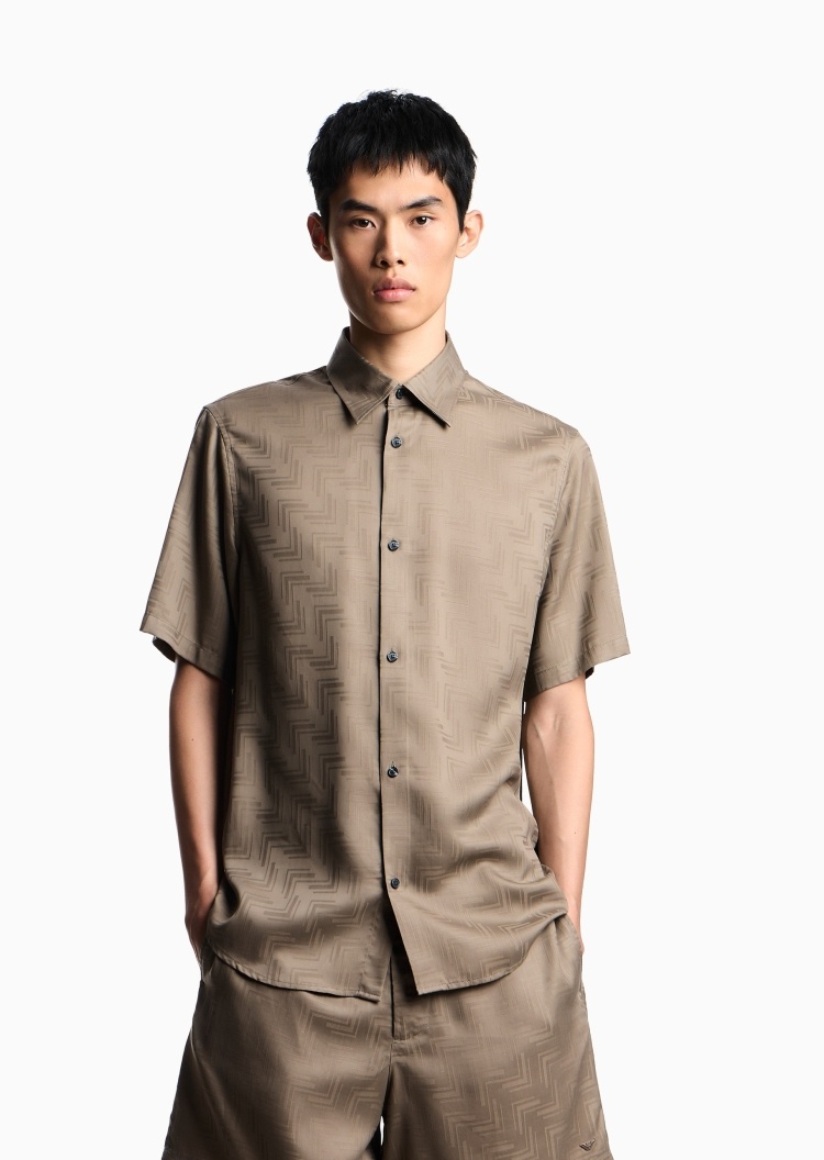 Emporio Armani 男士老钱风轻奢人夫感短袖西装衬衫