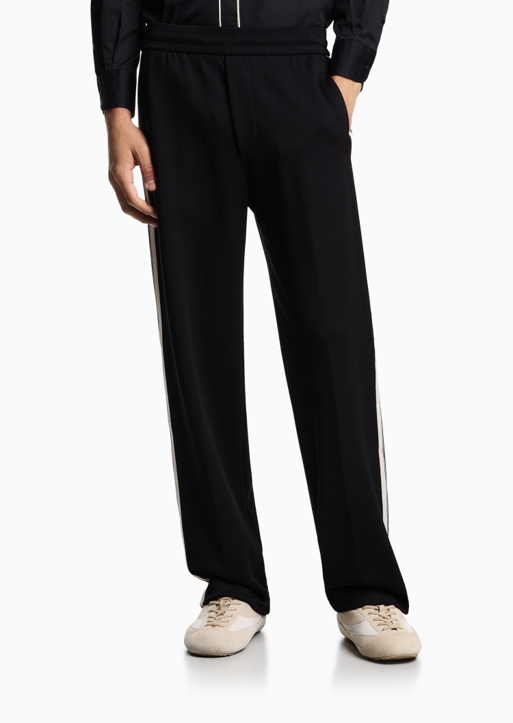 Emporio Armani 男士弹力棉宽松休闲垂感复古松弛感运动卫裤