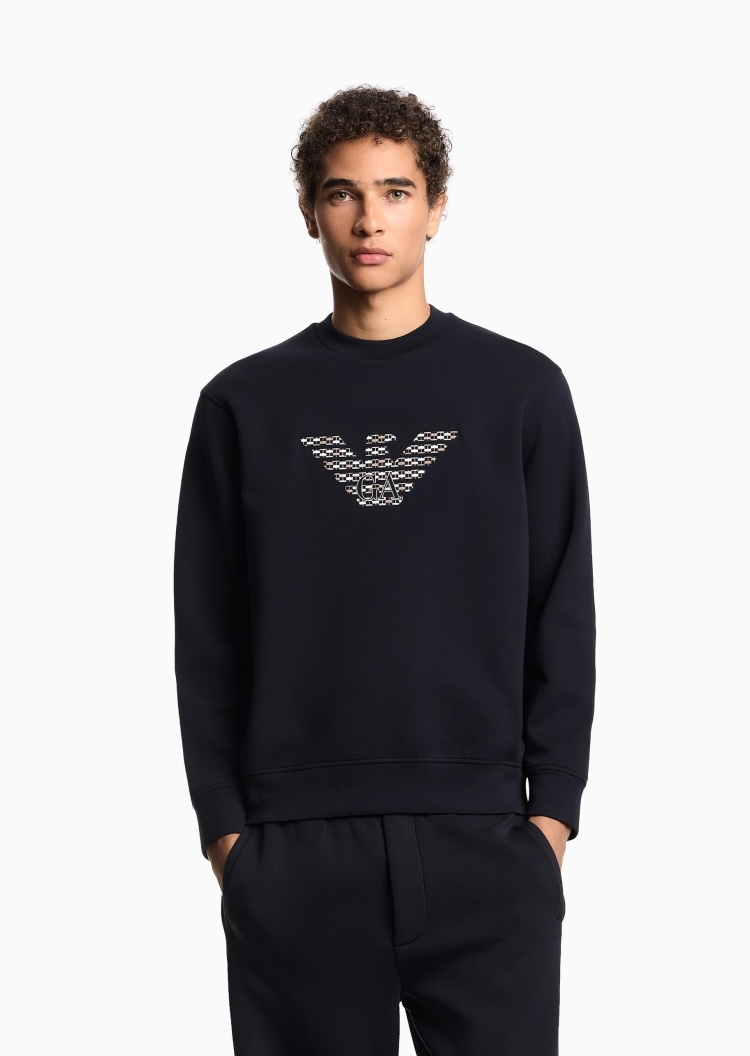 Emporio Armani 男士套头圆领宽松落肩休闲重磅卫衣