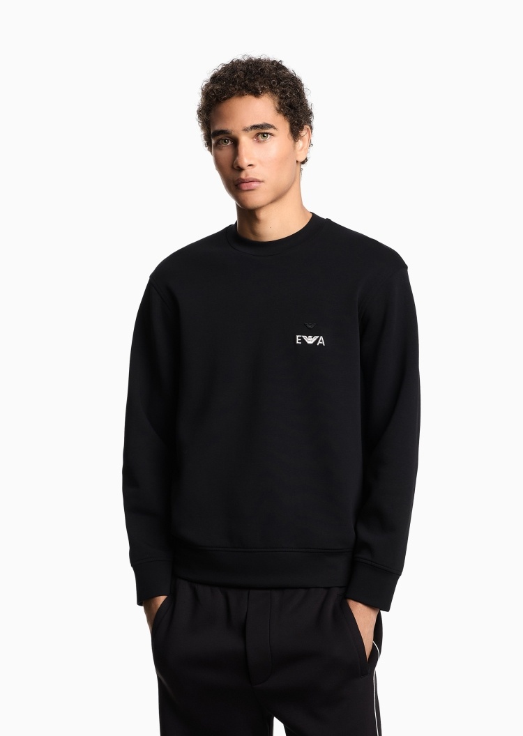 Emporio Armani 男女同款刺绣落肩运动休闲套头卫衣