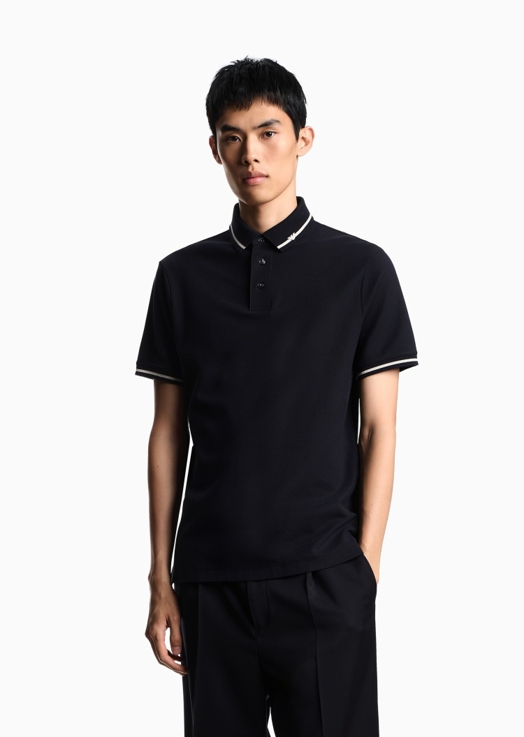 Emporio Armani 男士珠地纯棉短袖翻领Polo衫