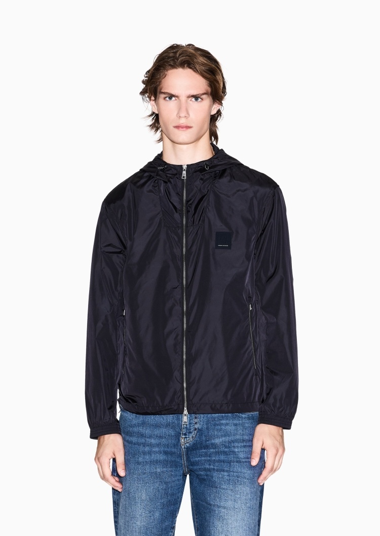 ARMANI EXCHANGE 男士连帽短款户外运动休闲飞行员夹克外套