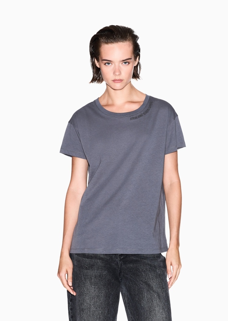 ARMANI EXCHANGE 女士全棉宽松短袖圆领纯色轻薄T恤衫