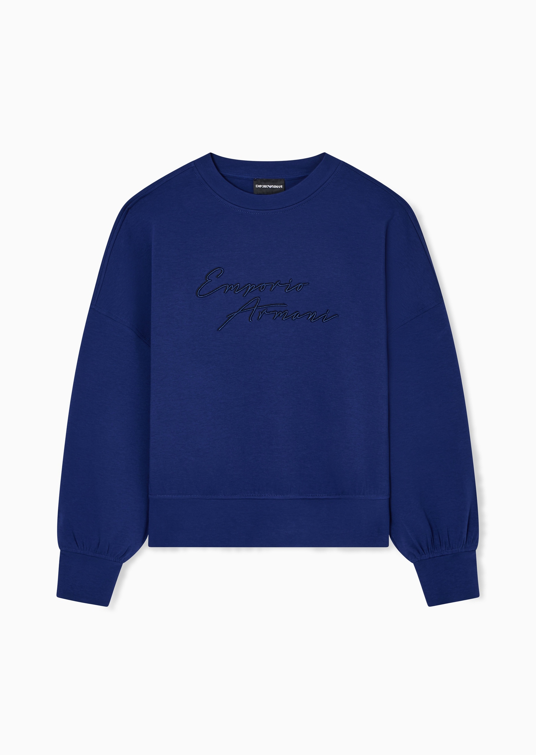 Emporio Armani 女士套头圆领宽松廓形落肩刺绣休闲卫衣