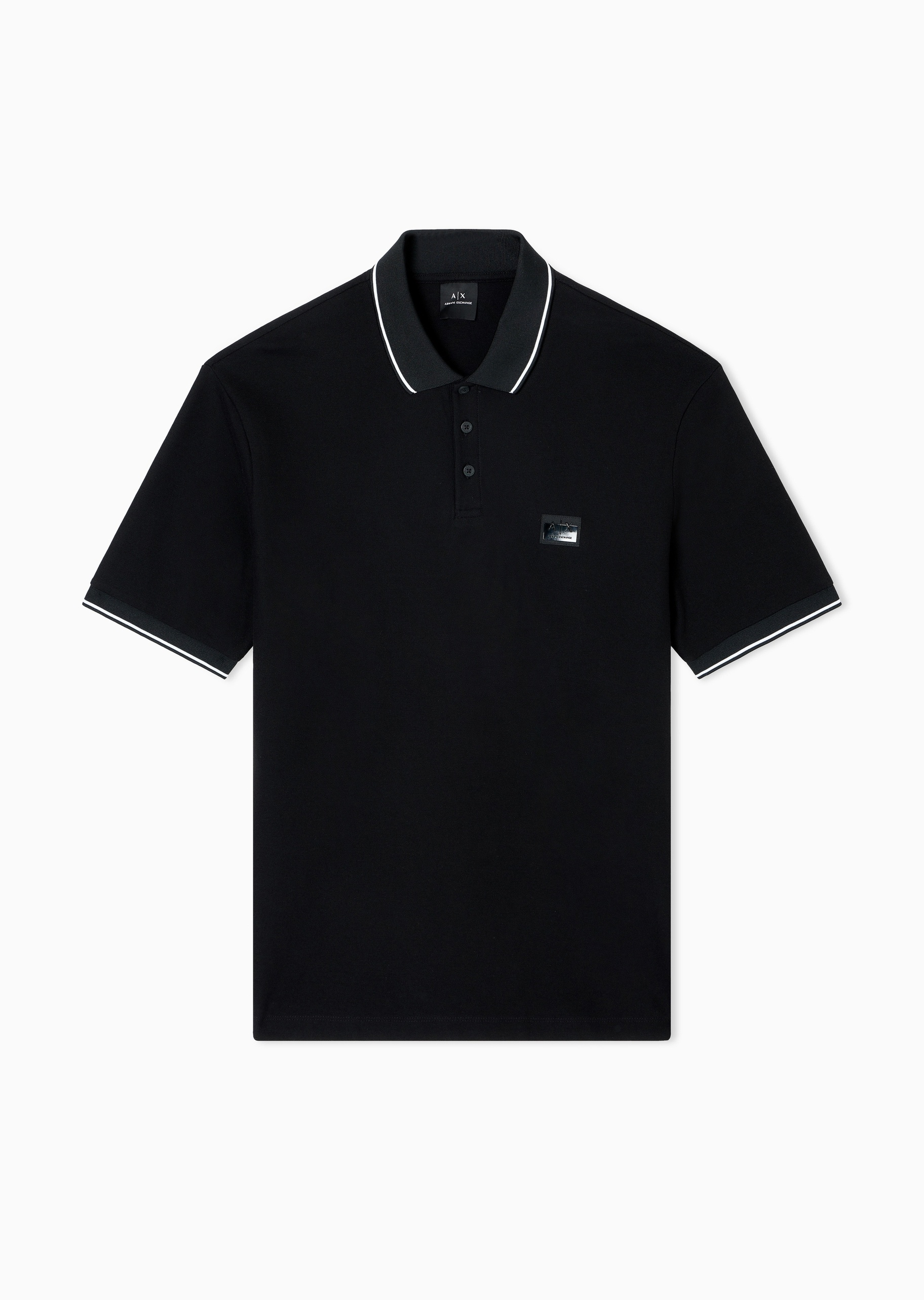 ARMANI EXCHANGE 男士全棉短袖翻领撞色饰边Polo衫