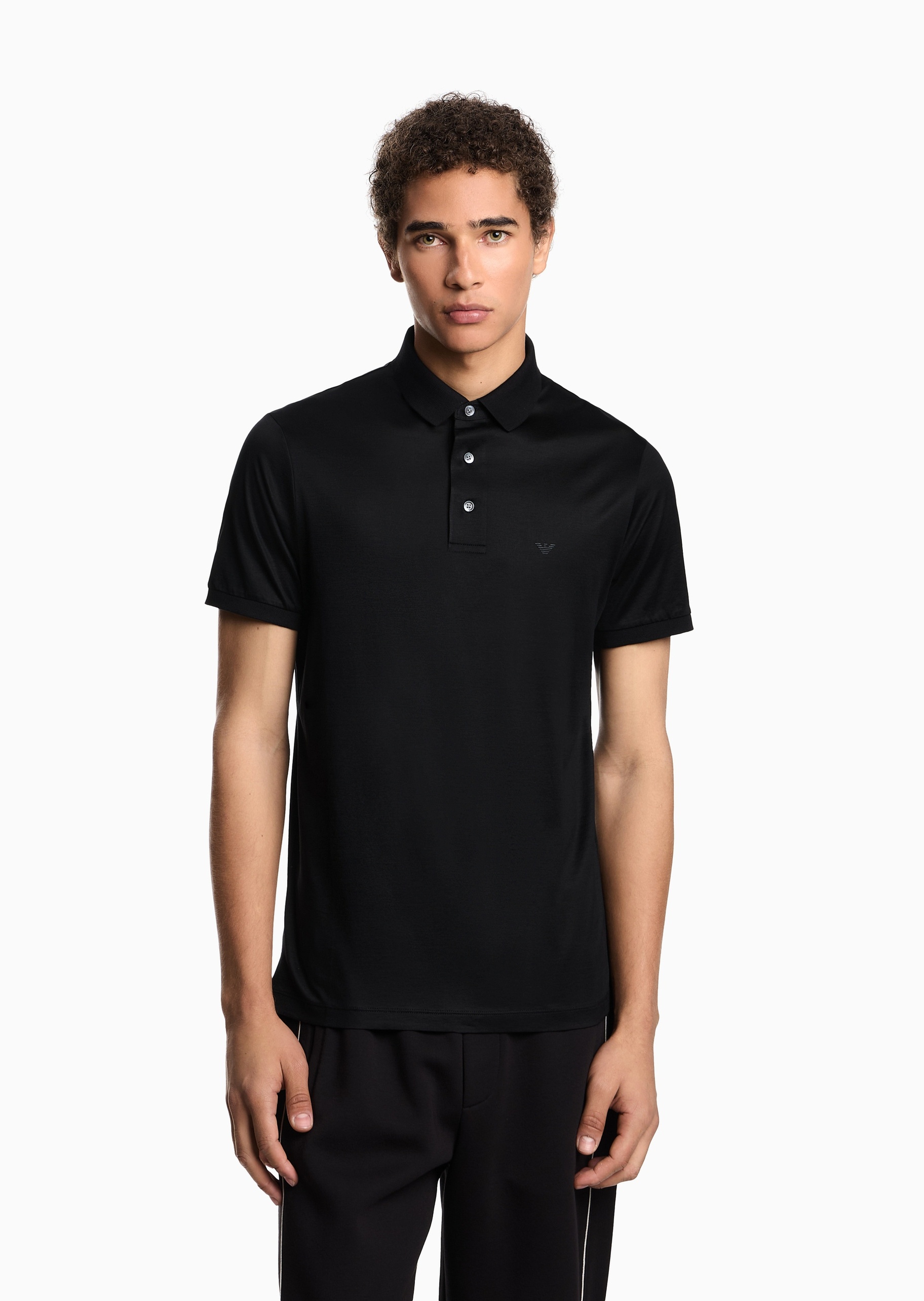 Emporio Armani 男士凉爽莱赛尔合身短袖翻领多色Polo衫