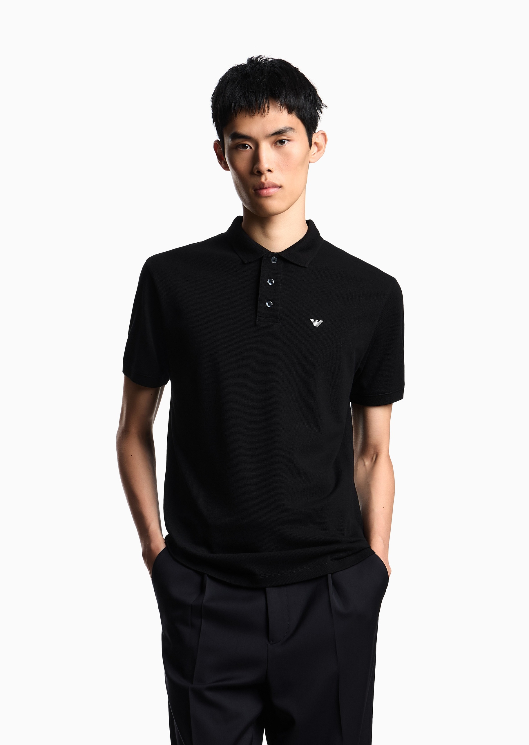 Emporio Armani 男士纯棉合身短袖翻领多色Polo衫