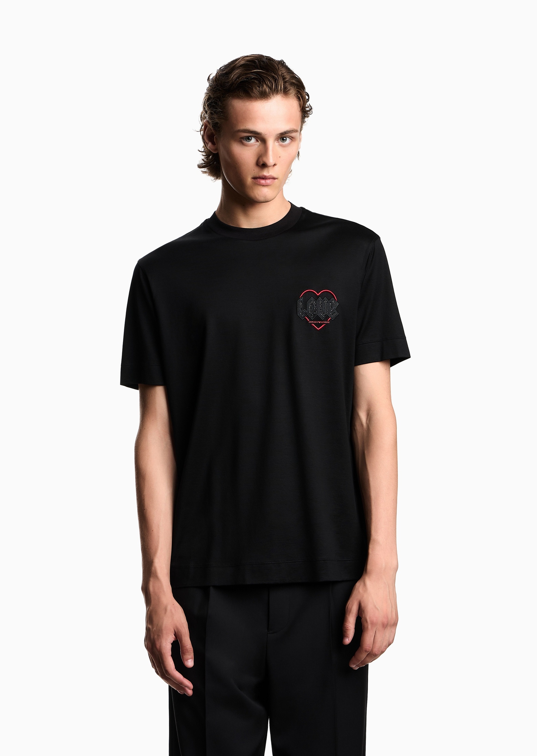 Emporio Armani 易烊千玺同款男士莱赛尔短袖圆领正肩T恤