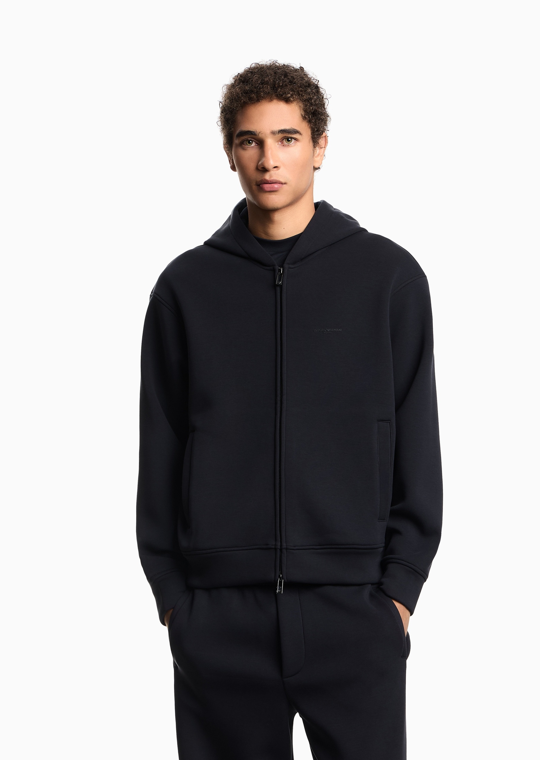 Emporio Armani 男女同款加绒连帽拉链卫衣夹克外套