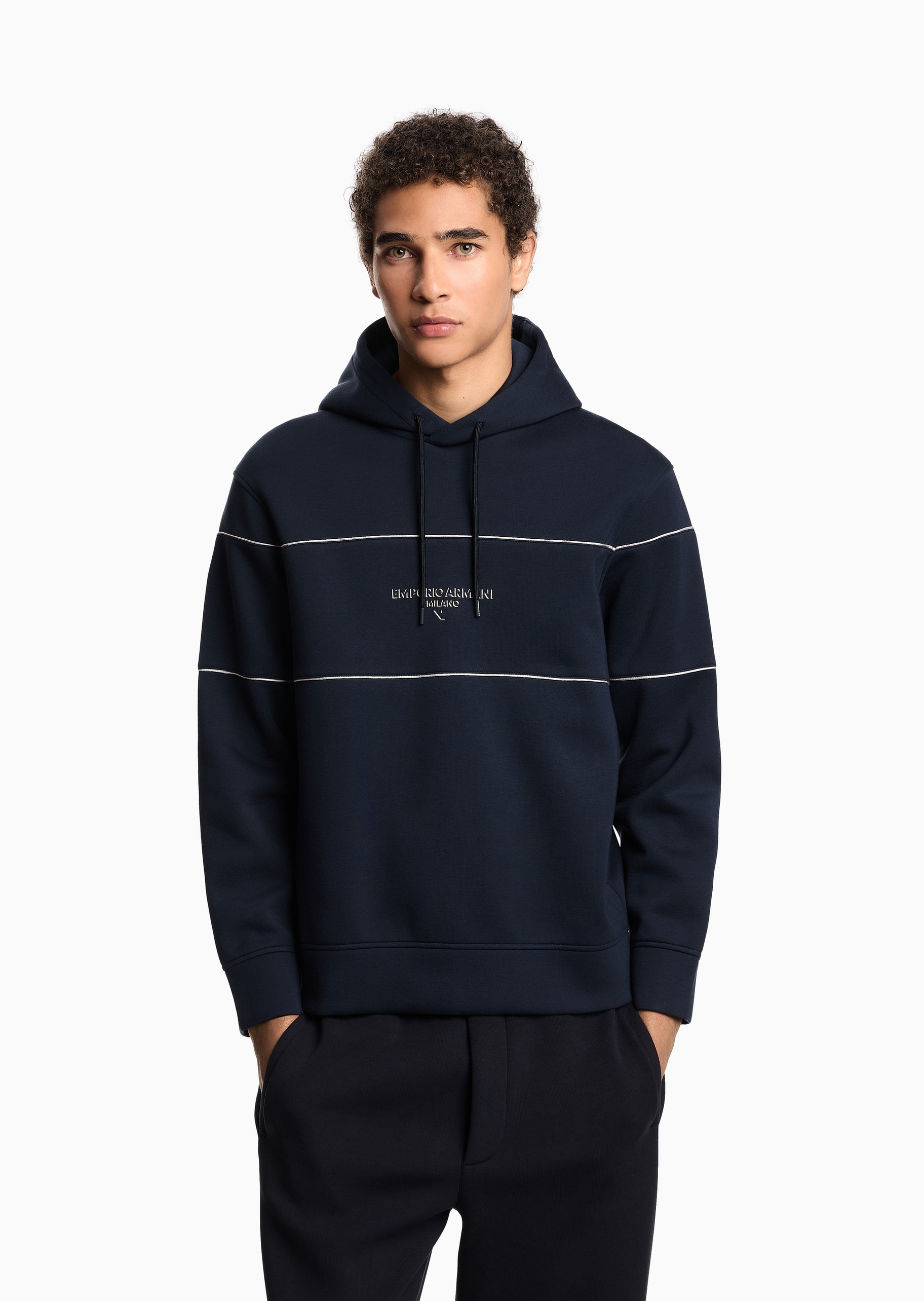 Emporio Armani 男女同款莫代尔运动休闲套头连帽卫衣