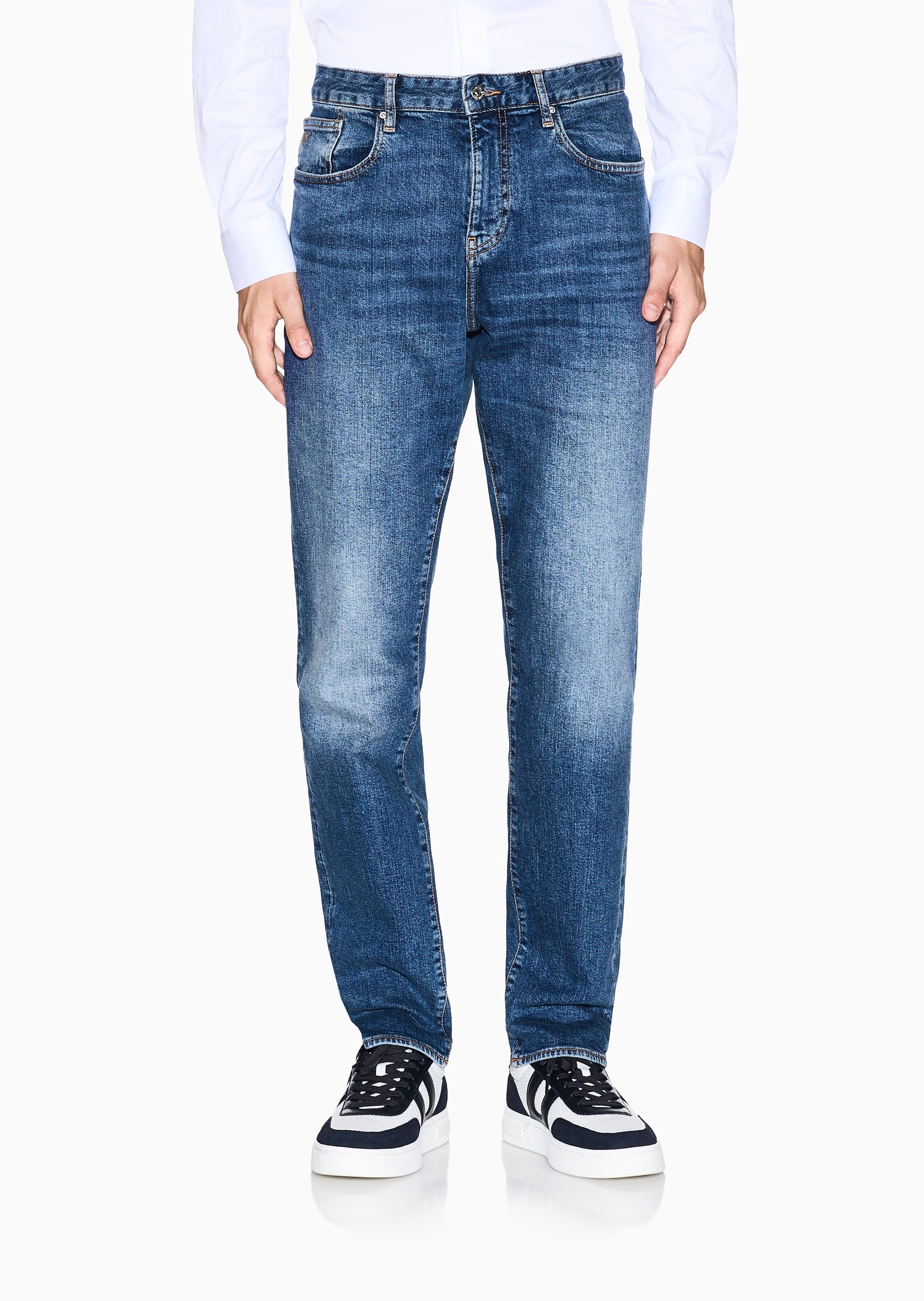 ARMANI EXCHANGE 男士纯棉直筒复古水洗休闲牛仔裤长裤