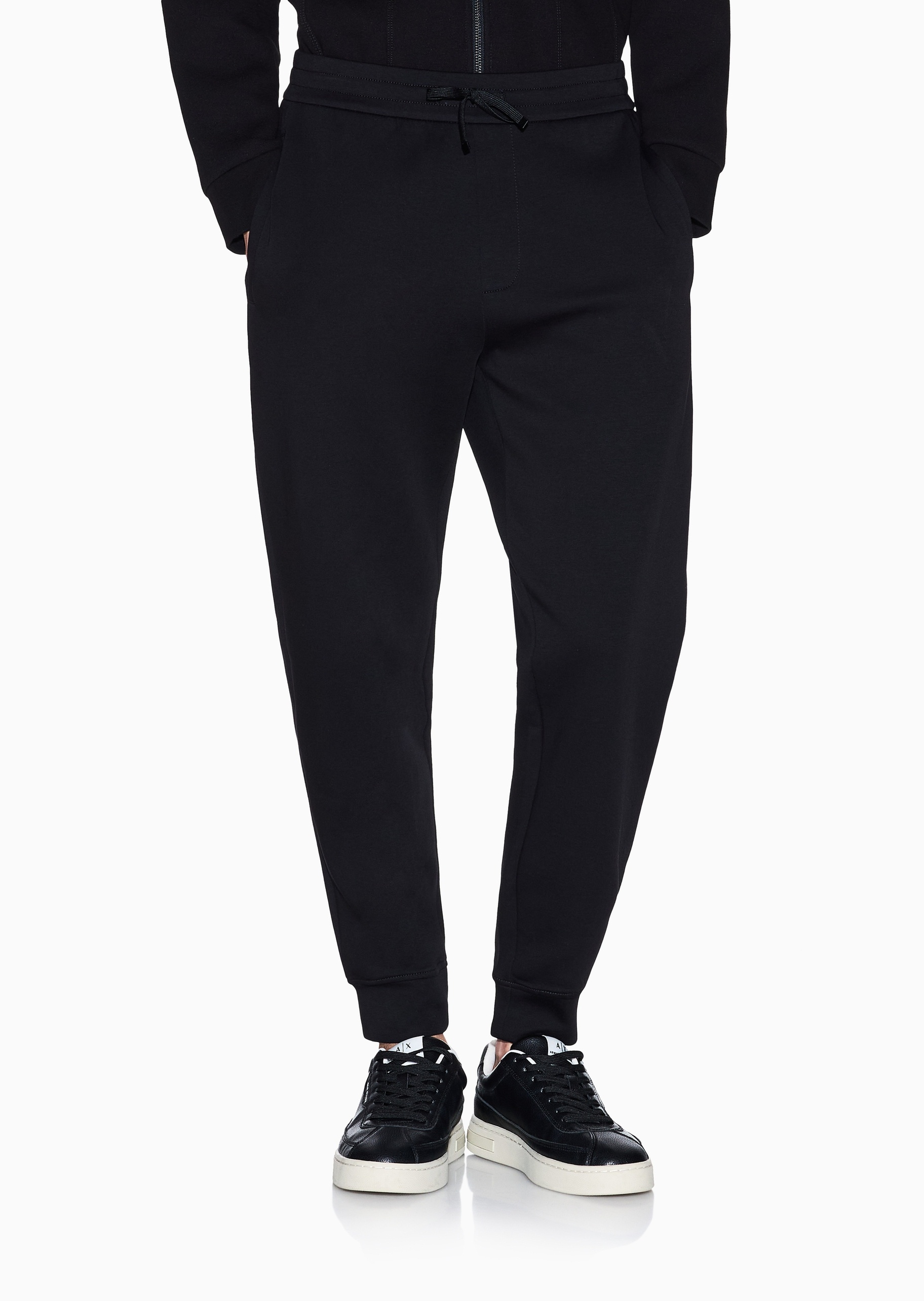 ARMANI EXCHANGE 男士棉质宽松长款锥形束脚纯色重磅慢跑卫裤