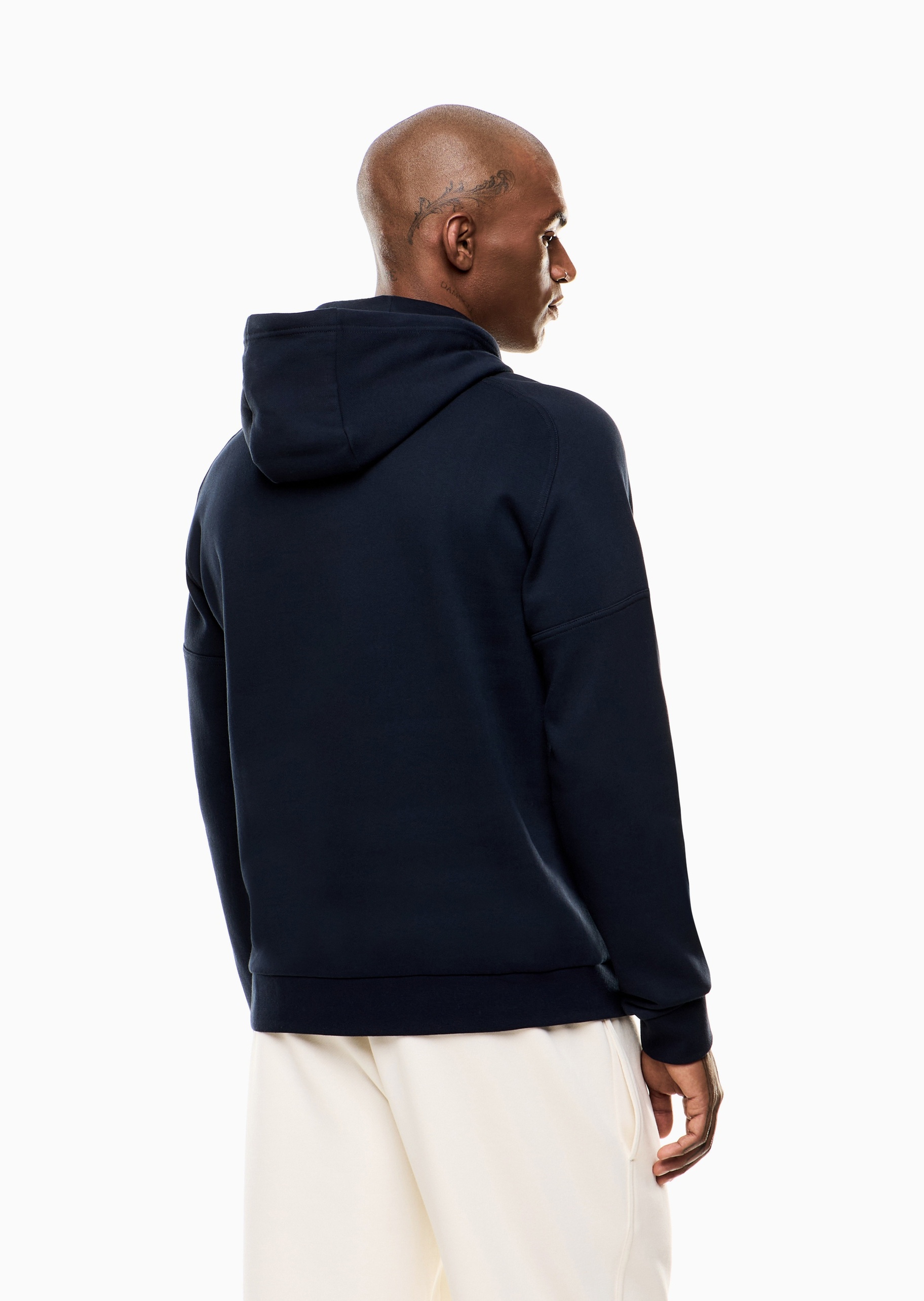 EA7 男士合身运动风重磅加绒连帽卫衣