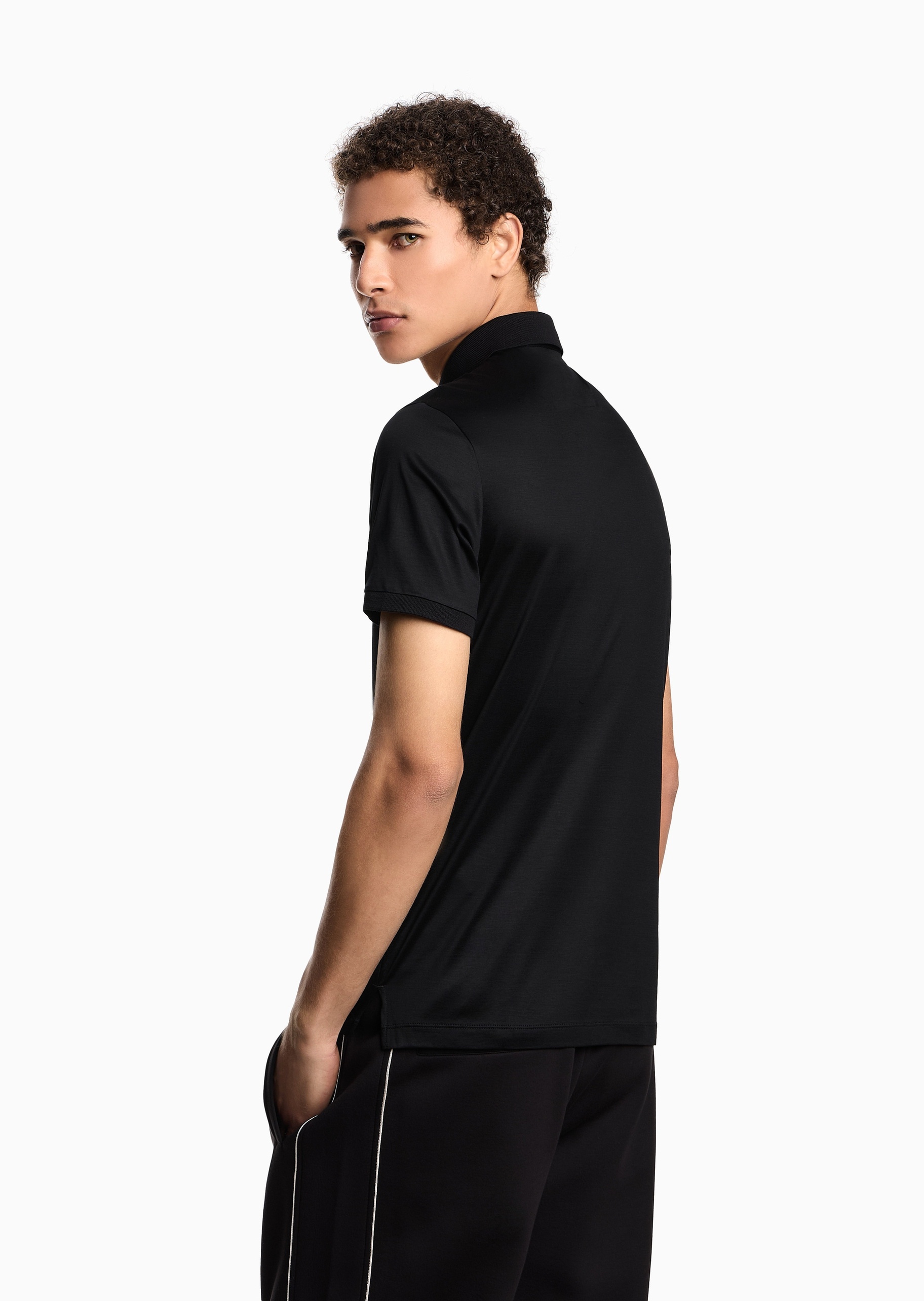 Emporio Armani 男士凉爽莱赛尔合身短袖翻领多色Polo衫