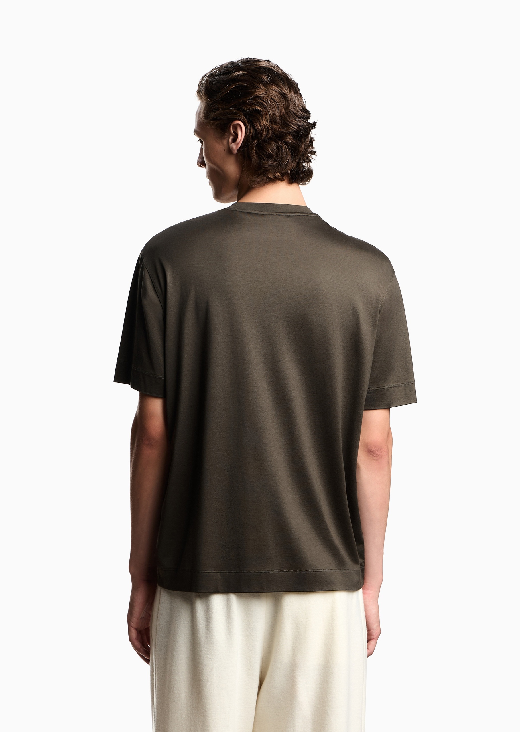 Emporio Armani 男士莱赛尔合身短袖圆领重磅做旧印花T恤衫