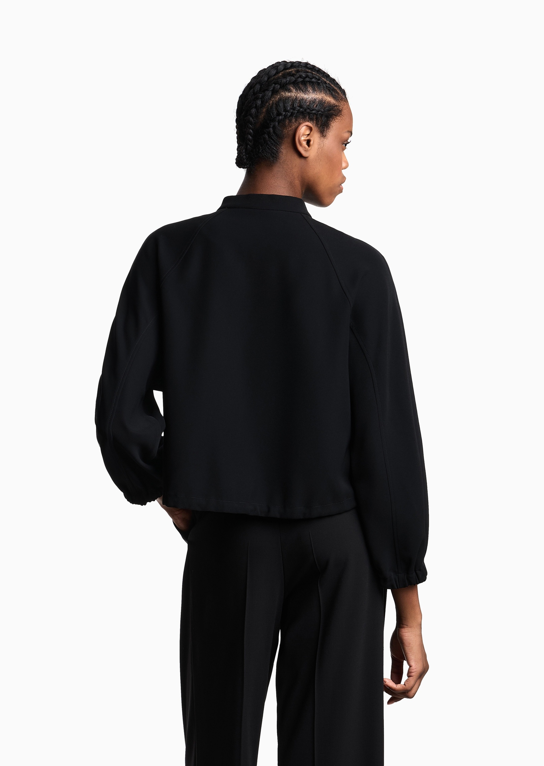 Emporio Armani 女士短款小立领全拉链标识刺绣夹克