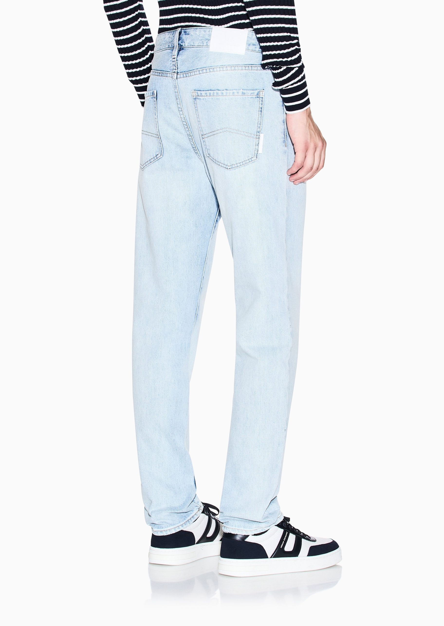 ARMANI EXCHANGE 男士全棉修身低腰长款直筒窄脚牛仔裤