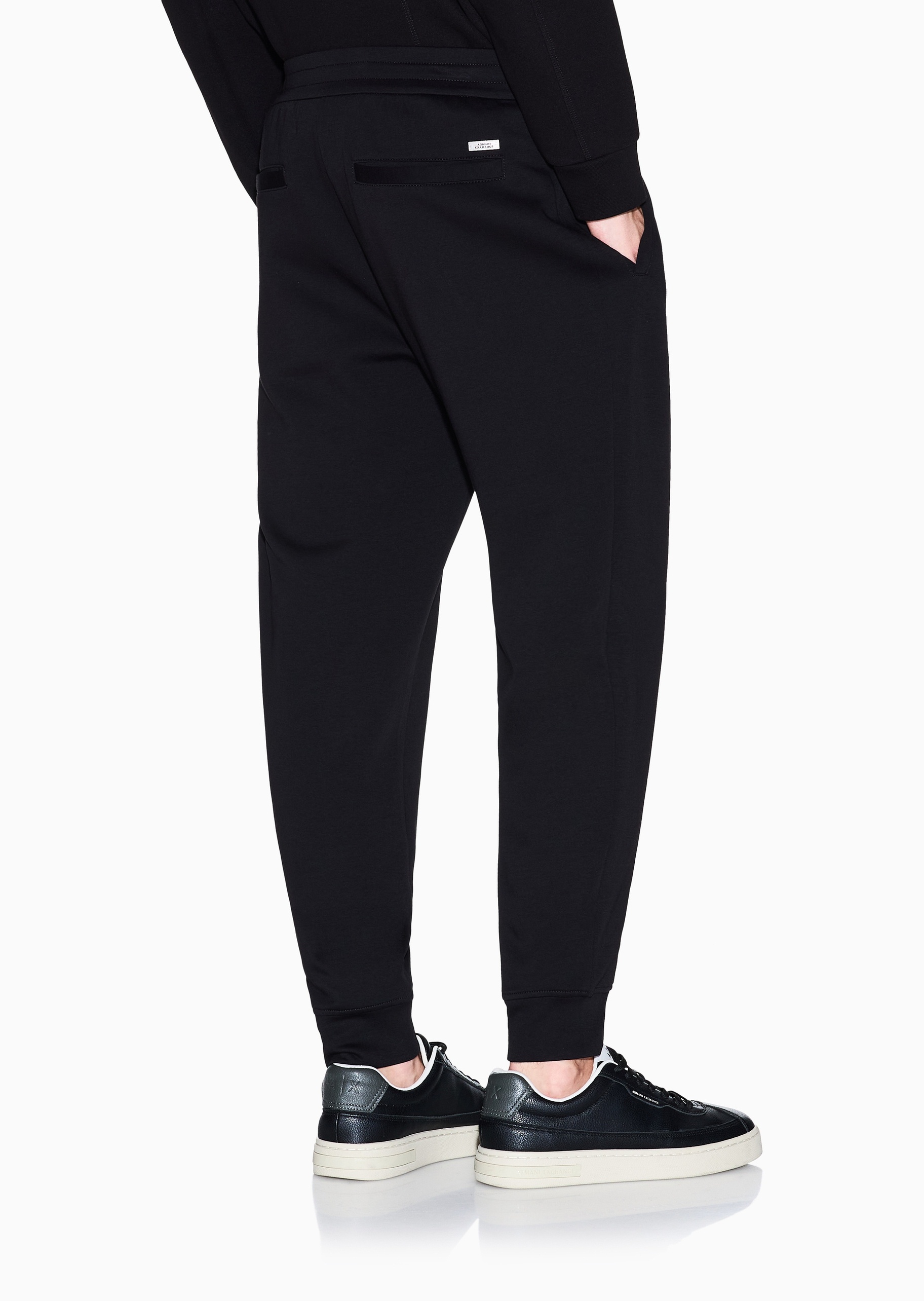 ARMANI EXCHANGE 男士棉质宽松长款锥形束脚纯色重磅慢跑卫裤